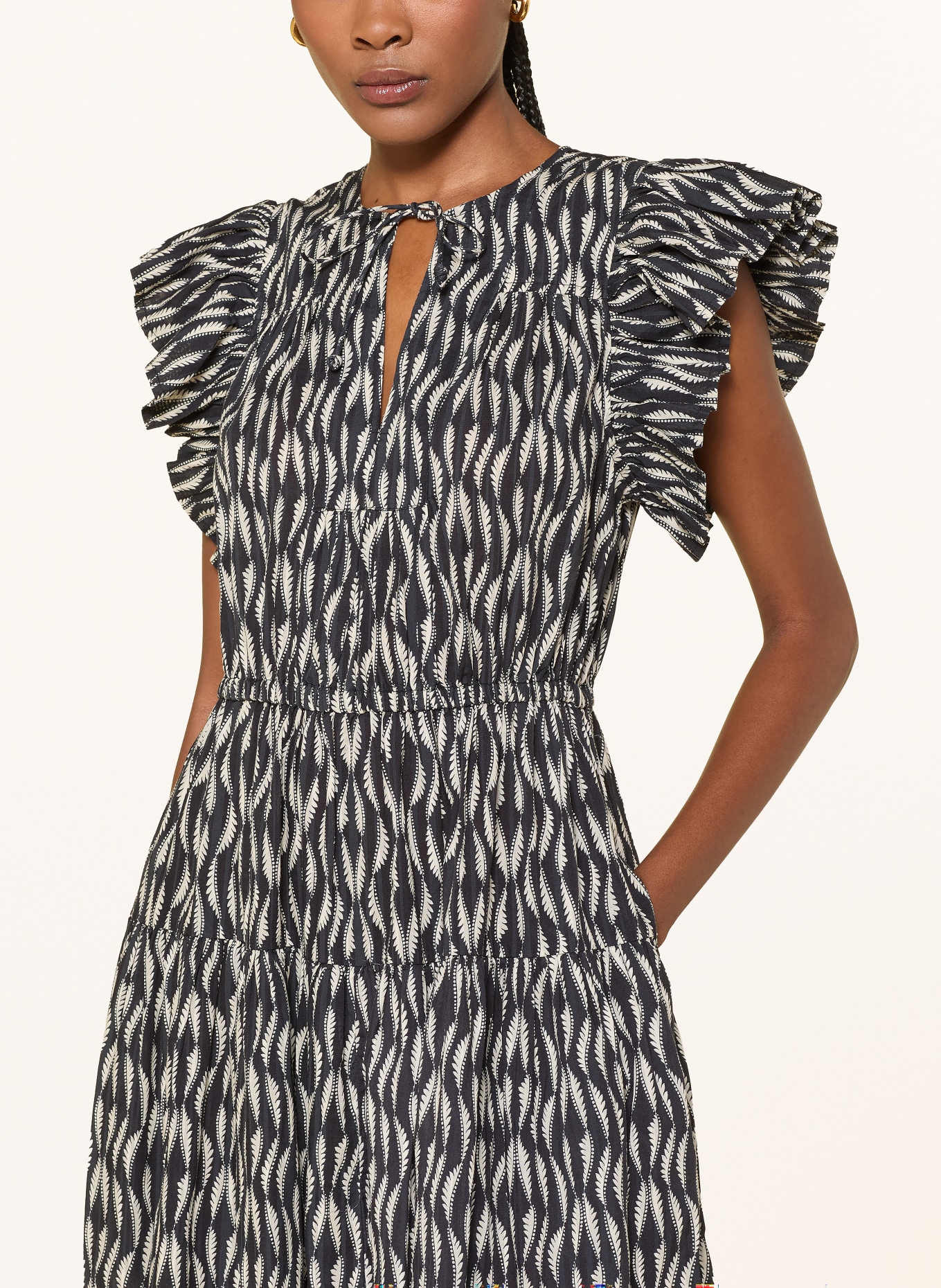 ULLA JOHNSON Robe KAIRI: NOIR / BEIGE