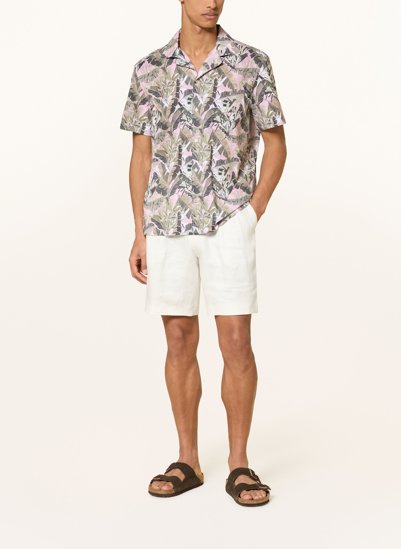 JOOP! JEANS Resorthemd HANES Comfort Fit: GRÜN / BRAUN / ROSA