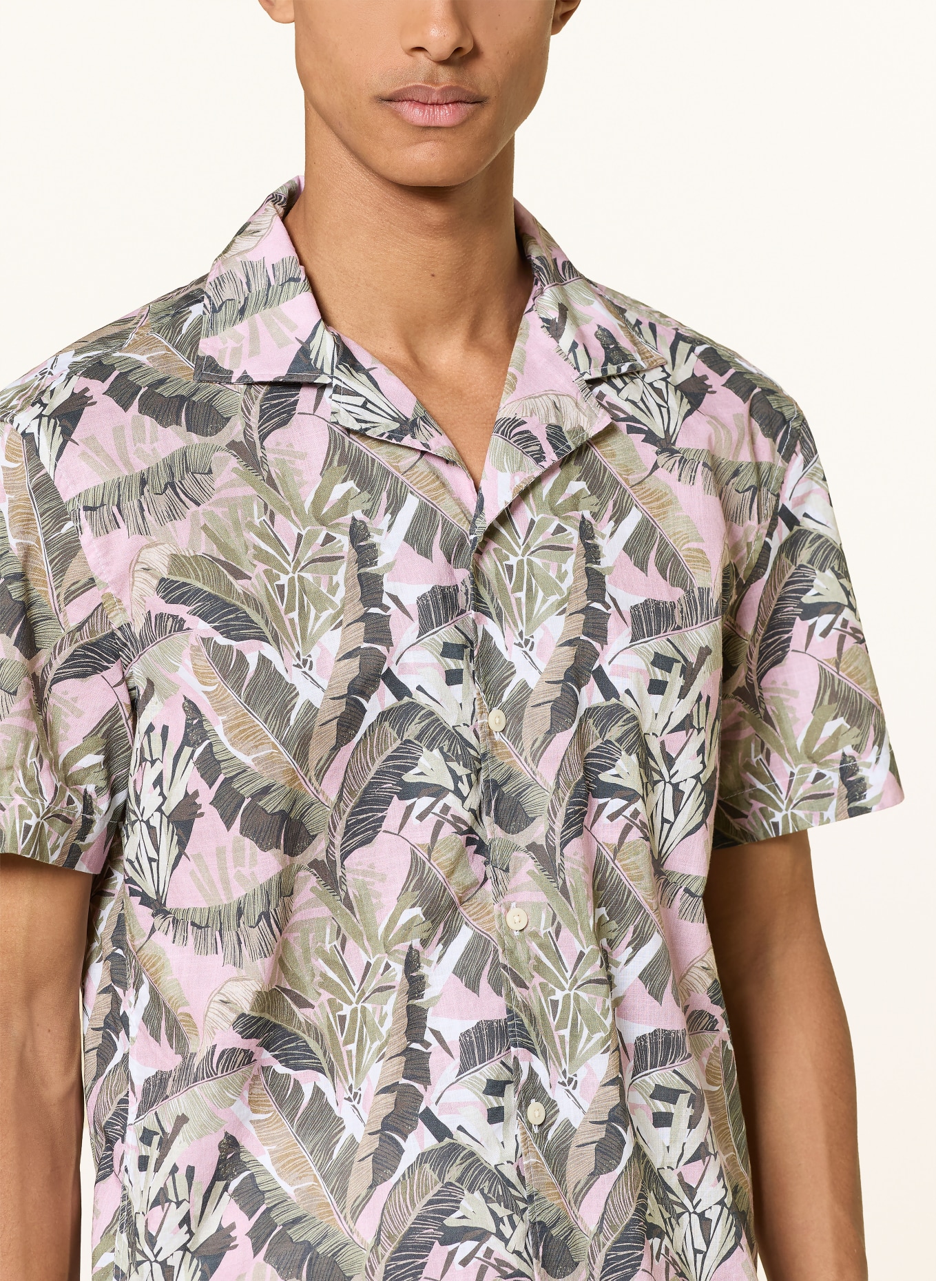 JOOP! JEANS Resorthemd HANES Comfort Fit: GRÜN / BRAUN / ROSA