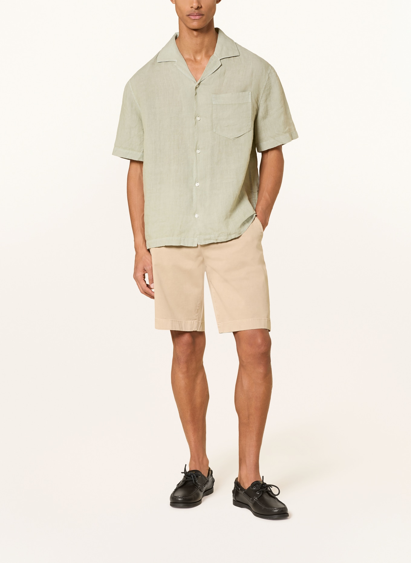 HUGO Resorthemd EXOLINO Comfort Fit van linnen: LICHTGROEN