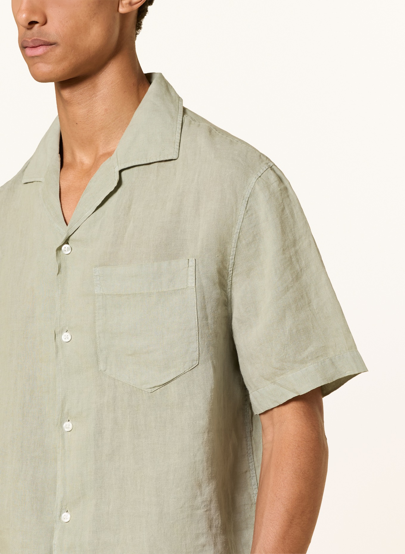 HUGO Resorthemd EXOLINO Comfort Fit van linnen: LICHTGROEN