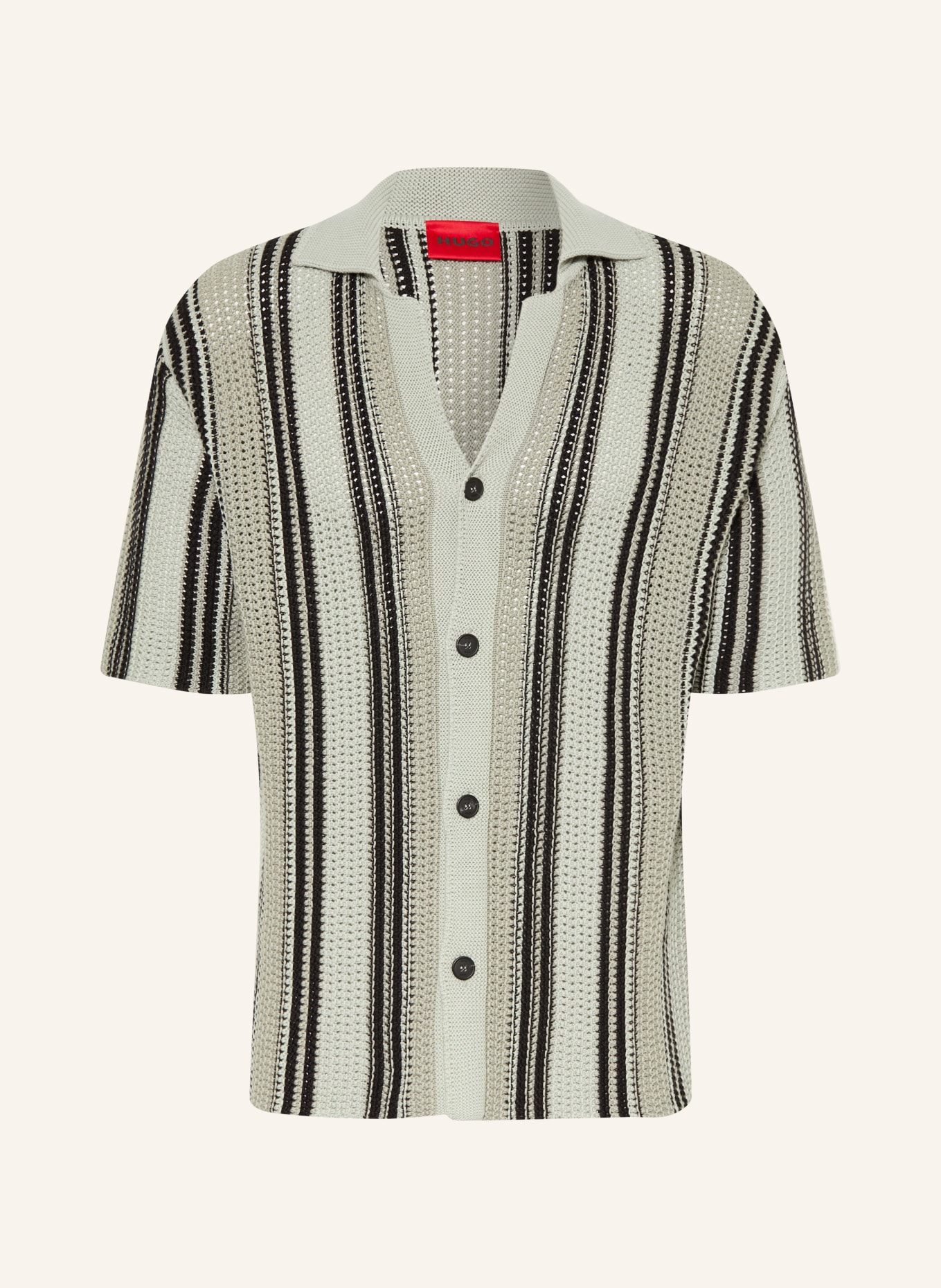 HUGO Pull en maille SEESORN Comfort Fit: VERT CLAIR / NOIR