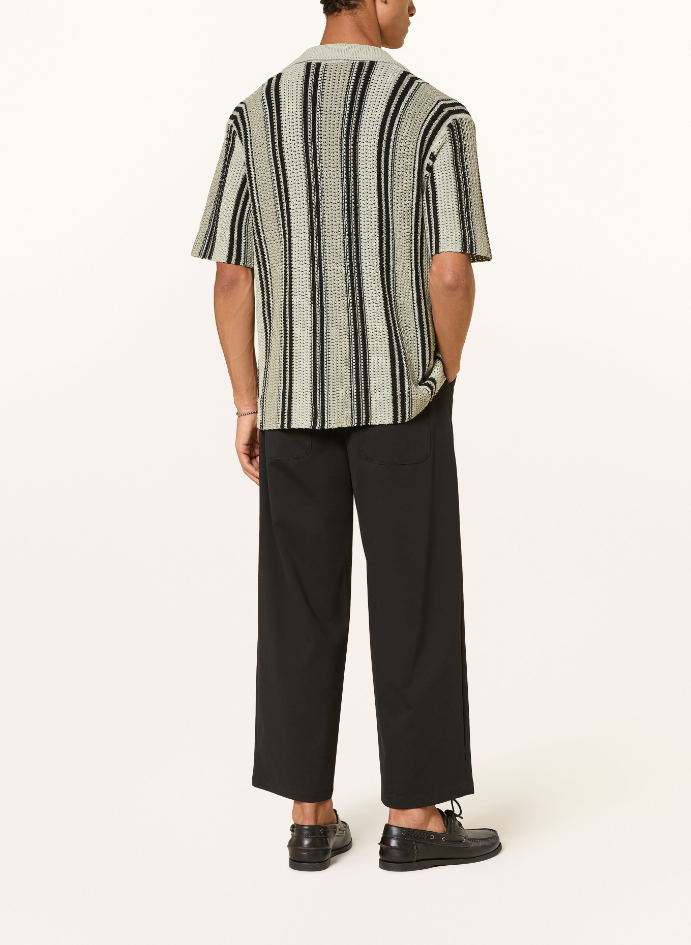 HUGO Pull en maille SEESORN Comfort Fit: VERT CLAIR / NOIR