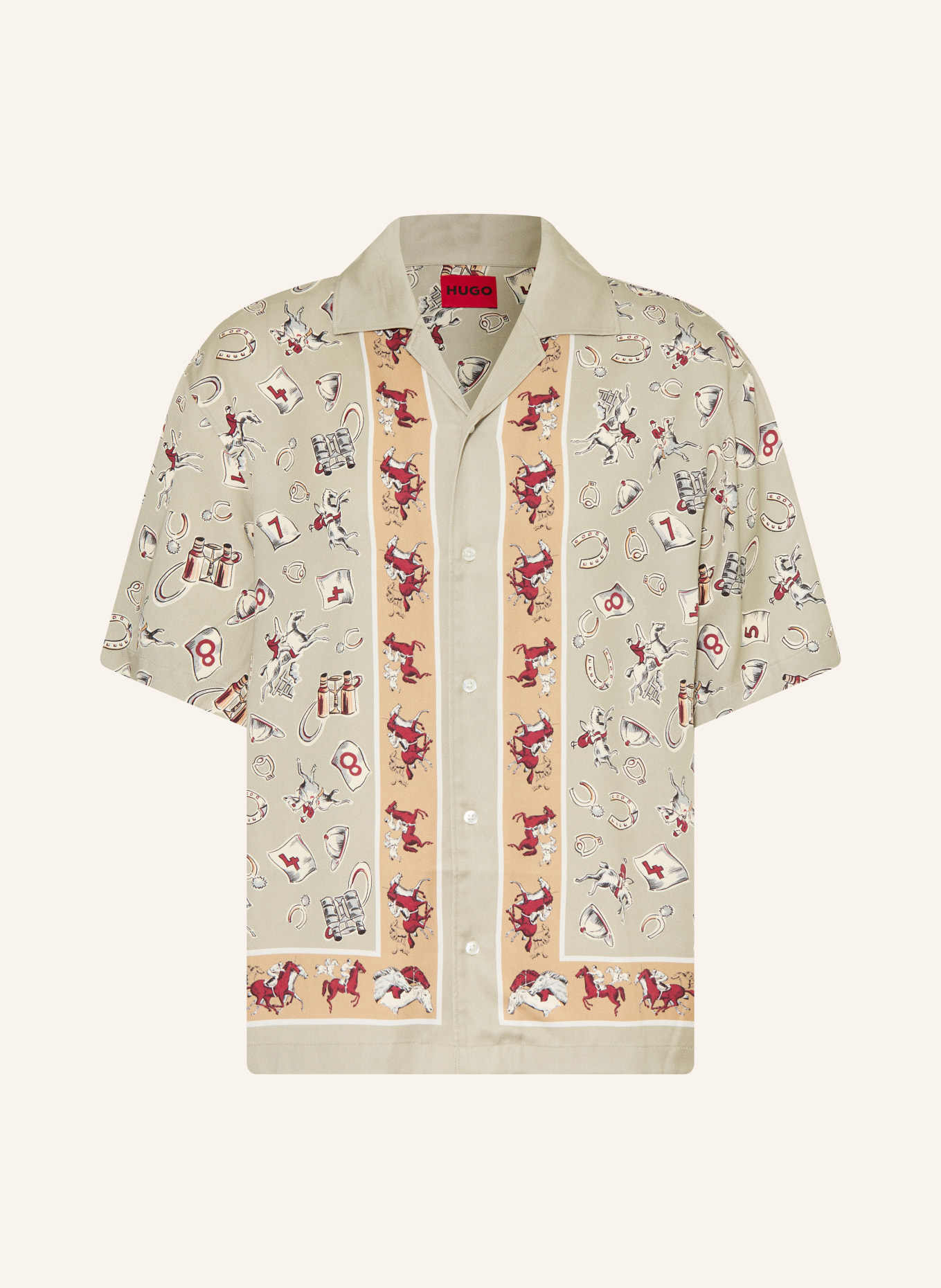 HUGO Resorthemd ESPINO Comfort Fit: OLIJF / CAMEL / DONKERROOD