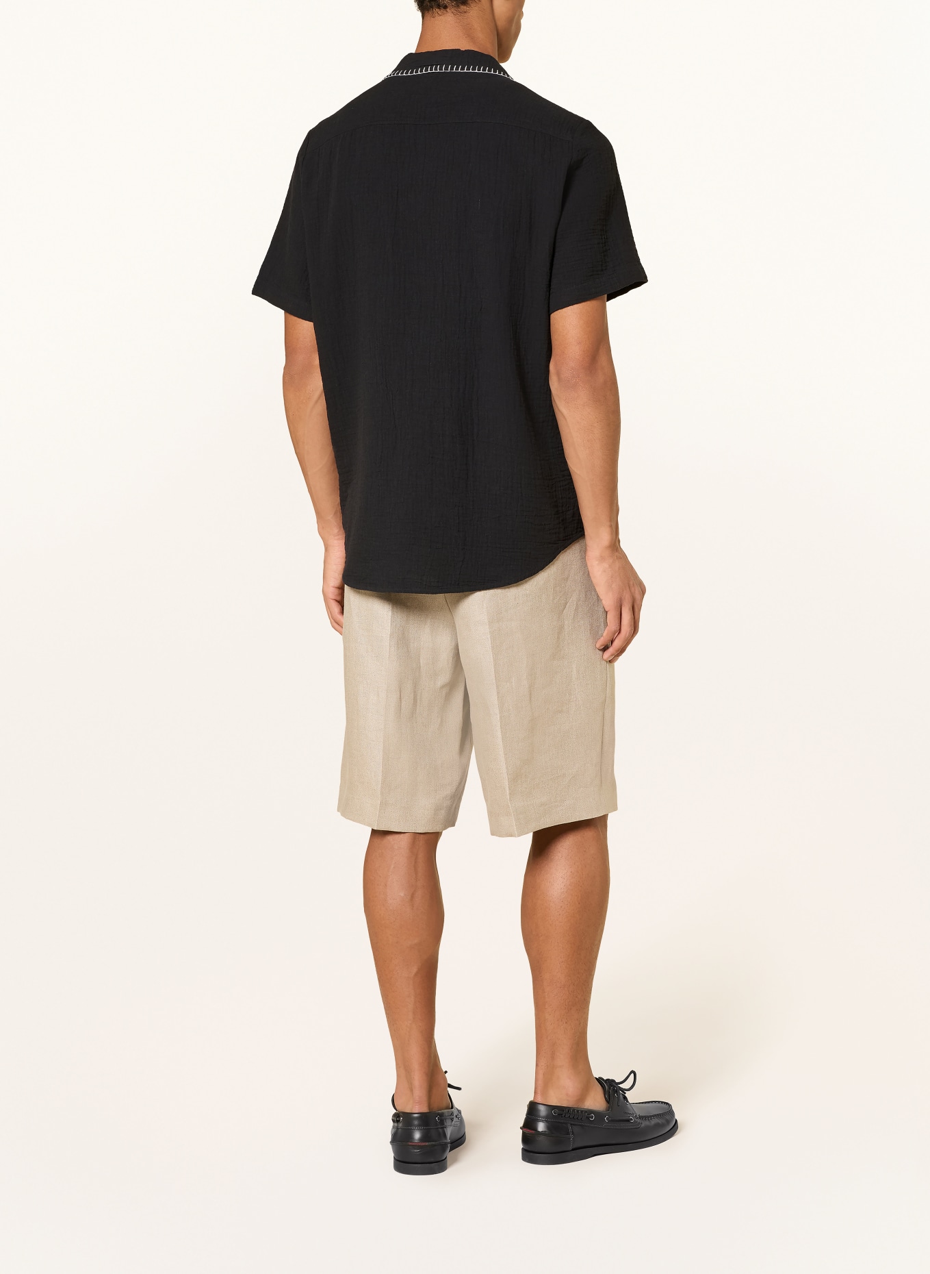 HUGO Resorthemd ELLINO Straight Fit: ZWART / WIT