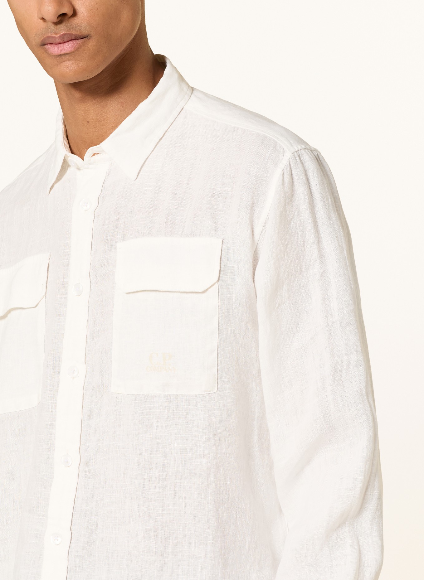 C.P. COMPANY Leinenhemd Regular Fit: WEISS