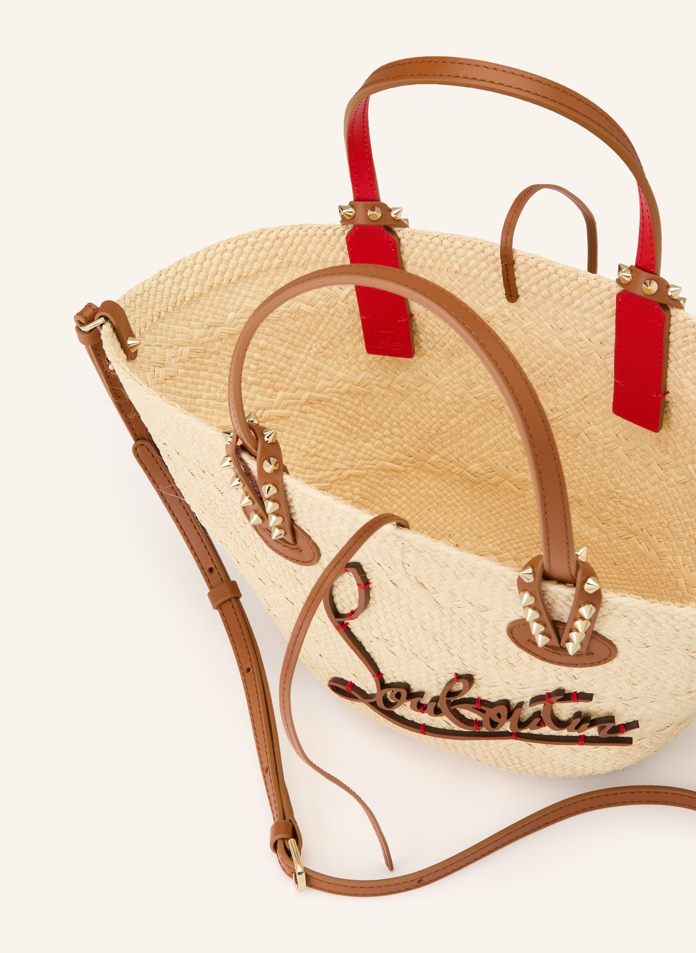 Christian Louboutin Handtasche CABATA MINI mit Nieten: BEIGE / GOLD / BRAUN