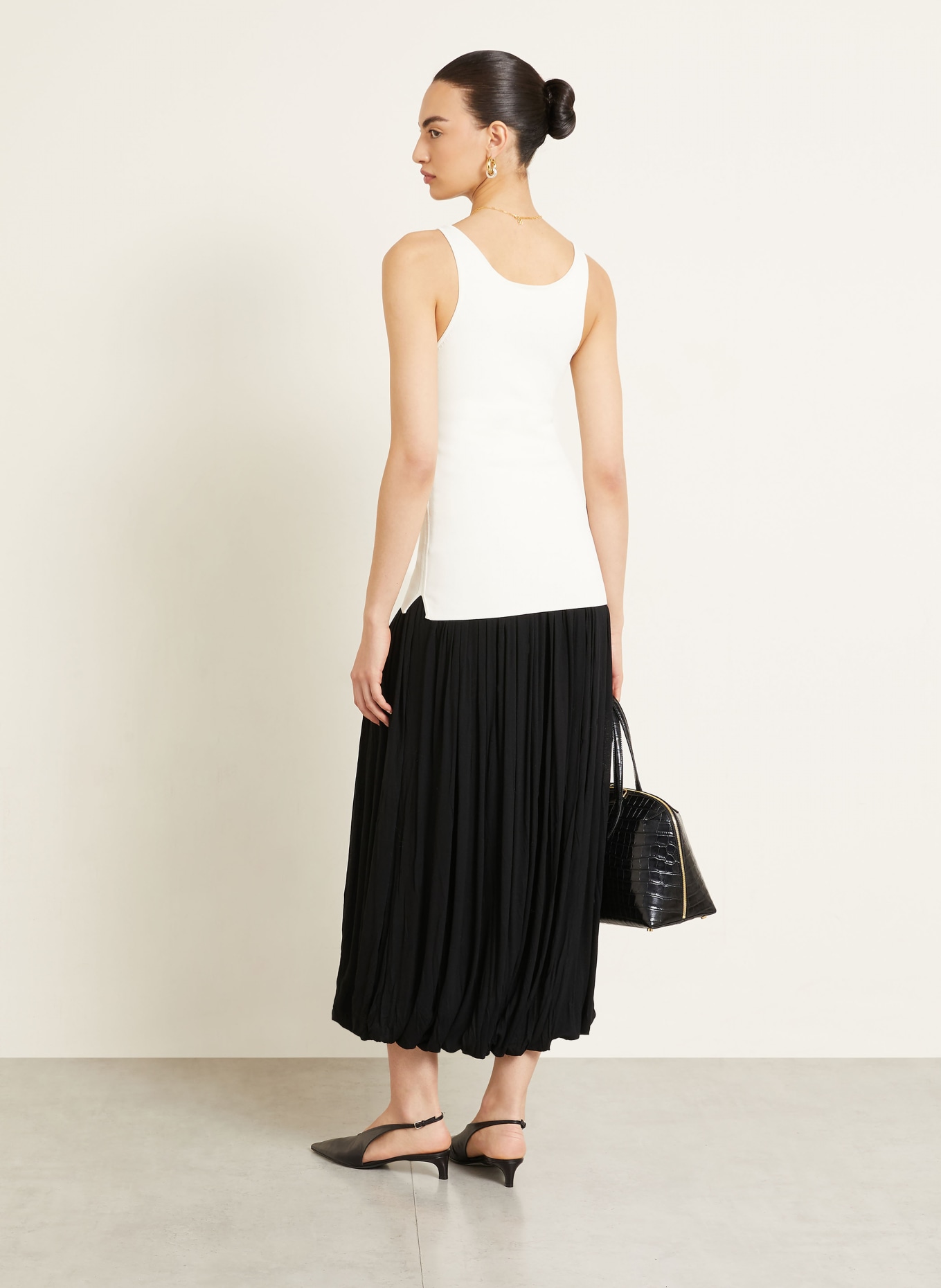 TOTEME Pleated jersey skirt: BLACK