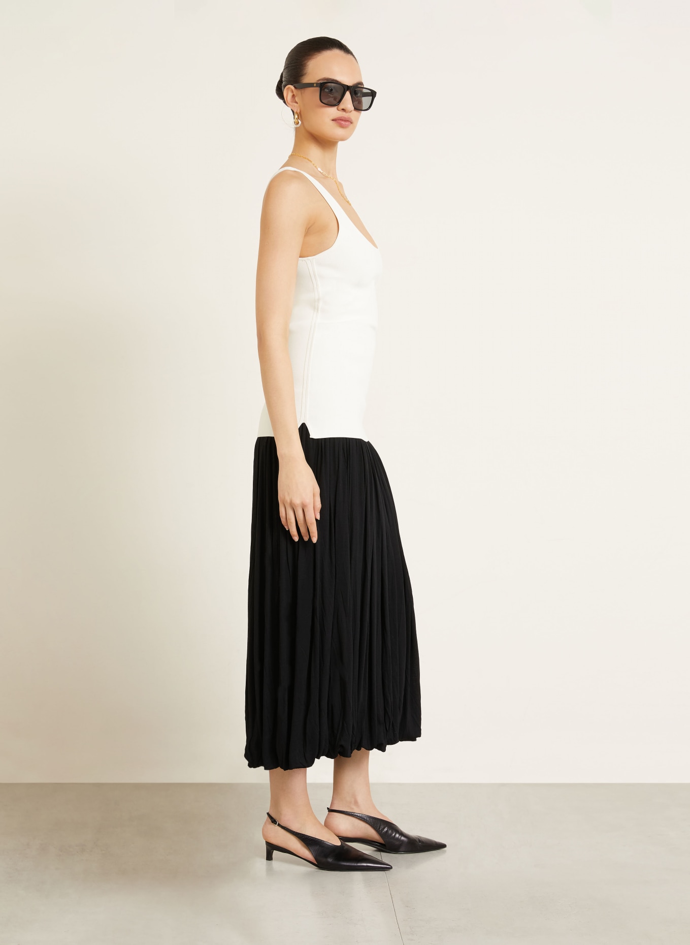 TOTEME Pleated jersey skirt: BLACK