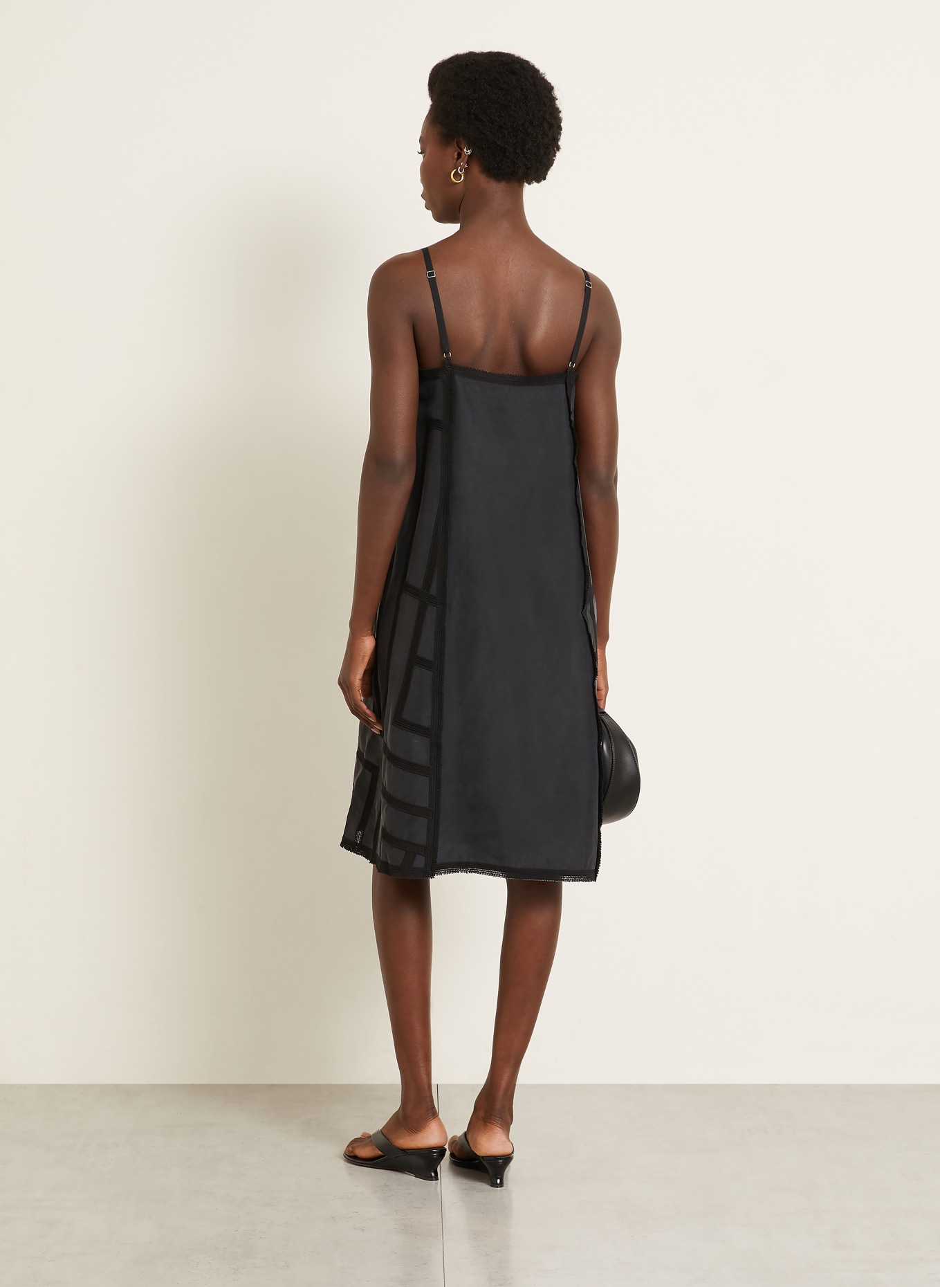 TOTEME Silk dress with lace: BLACK
