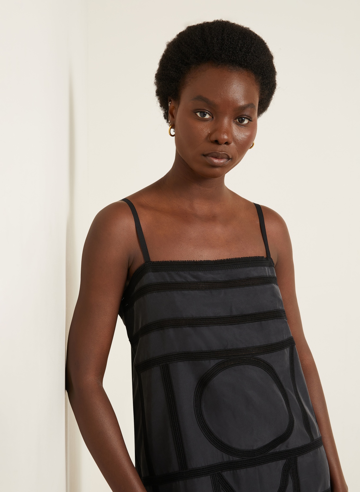 TOTEME Silk dress with lace: BLACK