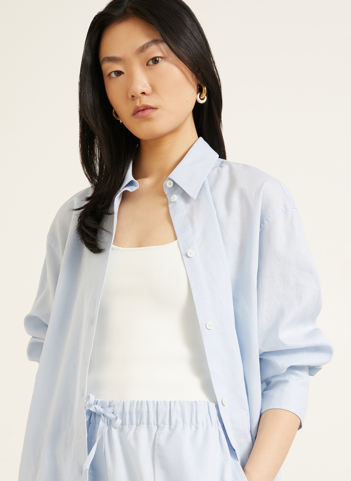 TOTEME Linen blouse: LIGHT BLUE