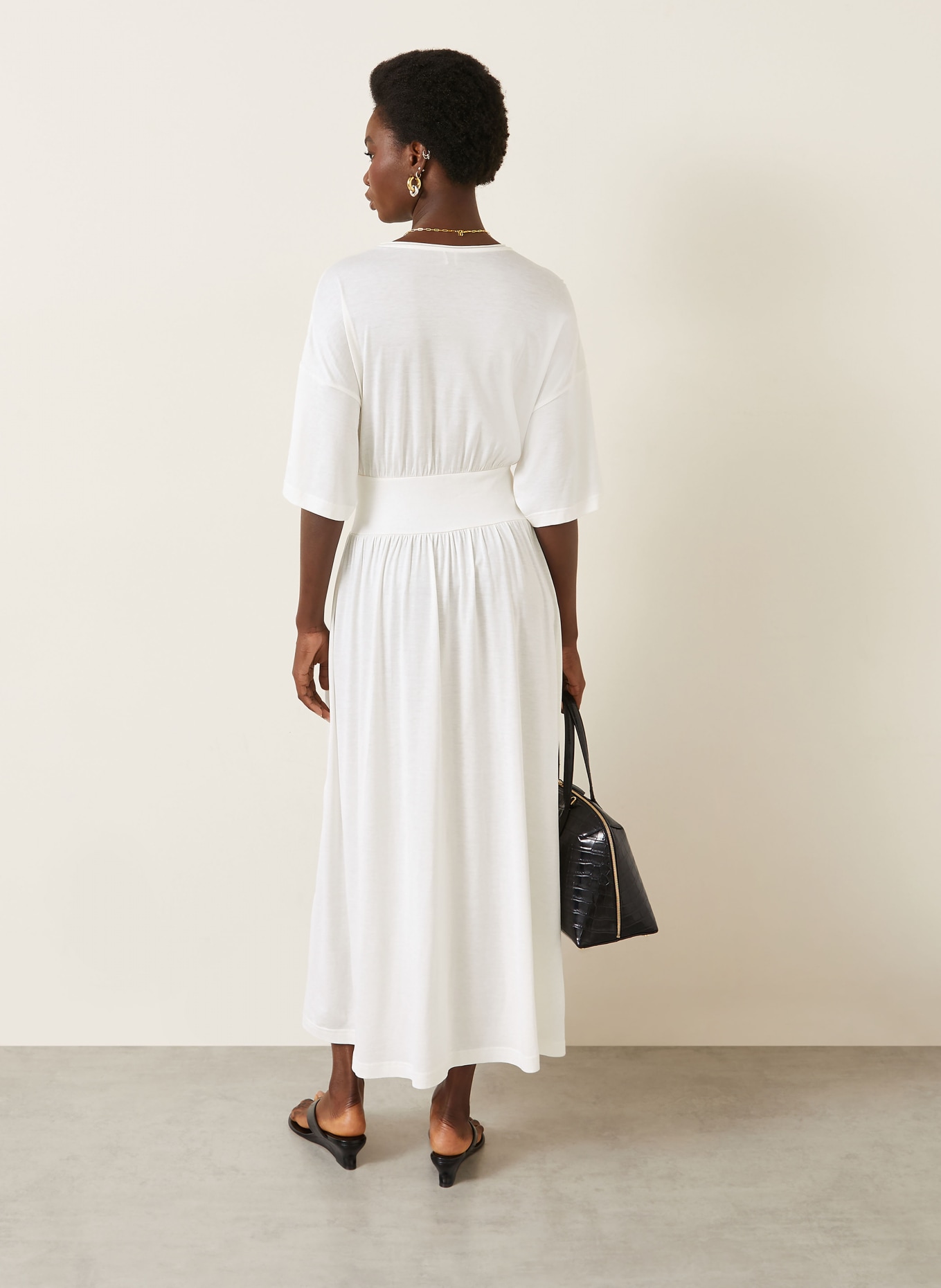 TOTEME Jerseykleid mit Seide: ECRU