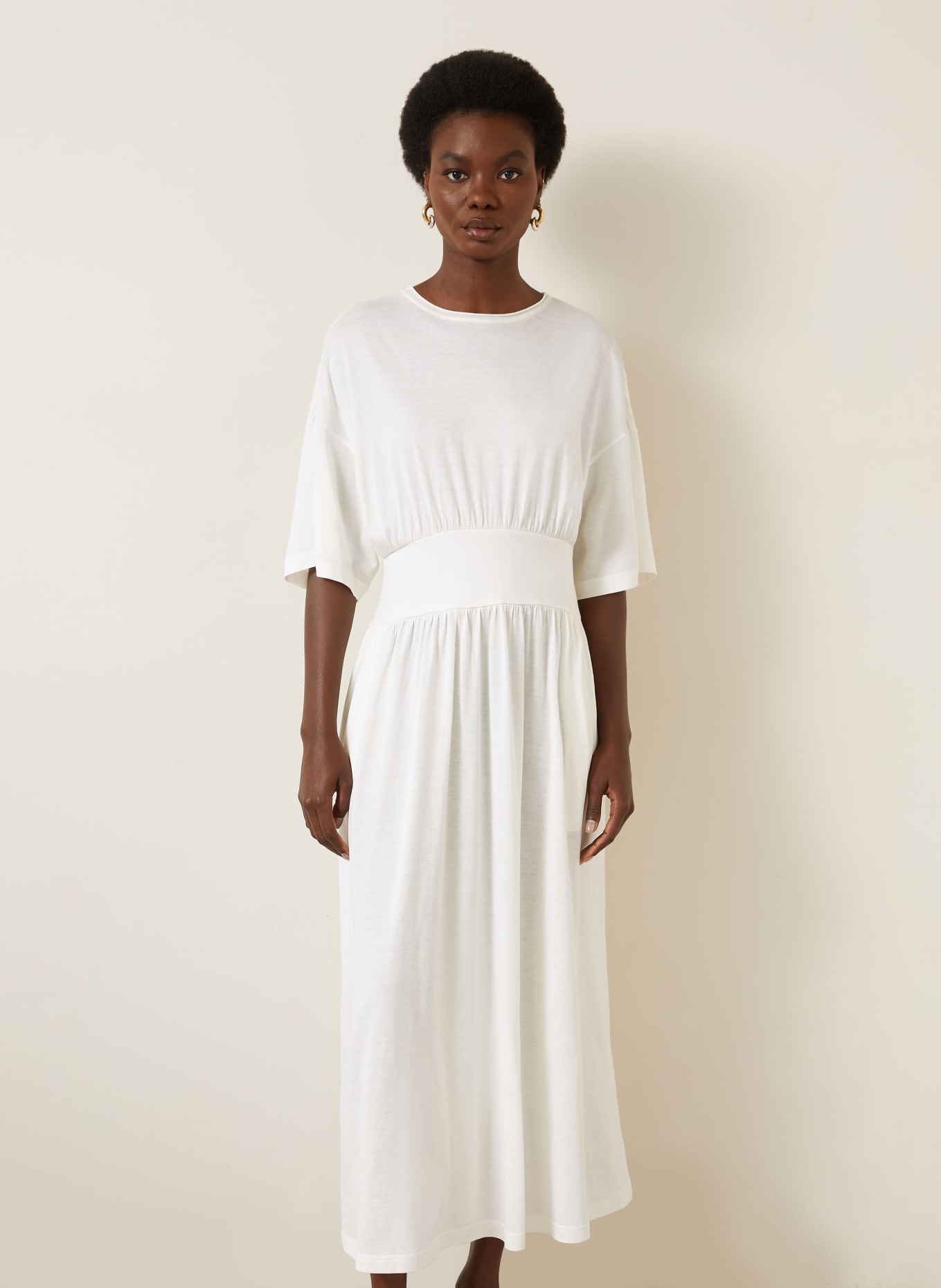 TOTEME Jerseykleid mit Seide: ECRU