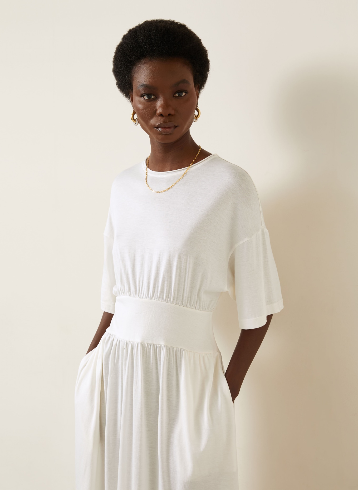 TOTEME Jerseykleid mit Seide: ECRU