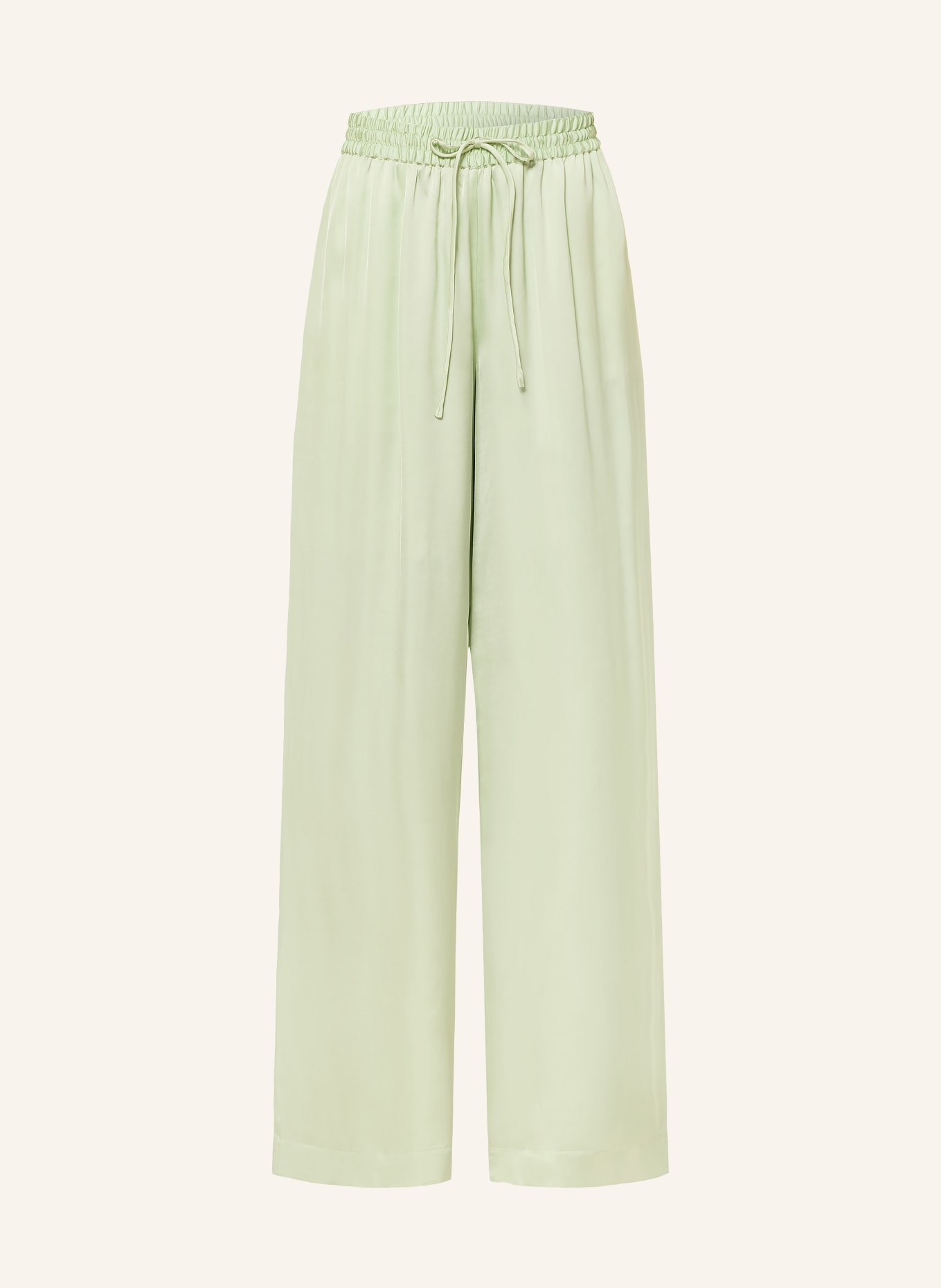 BOSS TALIA Satin Pants: LIGHT GREEN