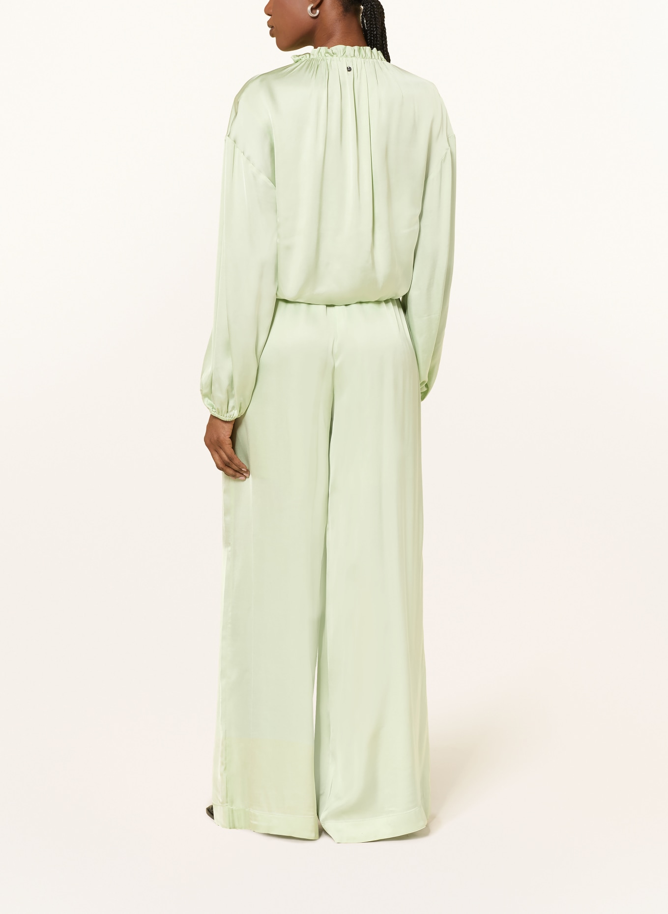 BOSS TALIA Satin Pants: LIGHT GREEN
