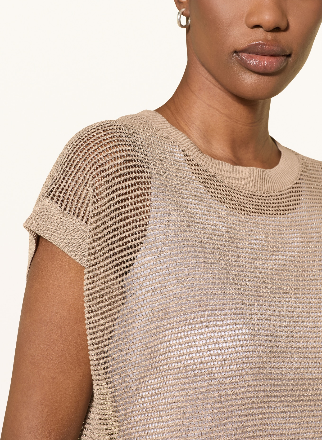 PESERICO Knit shirt with linen and glitter yarn: BEIGE