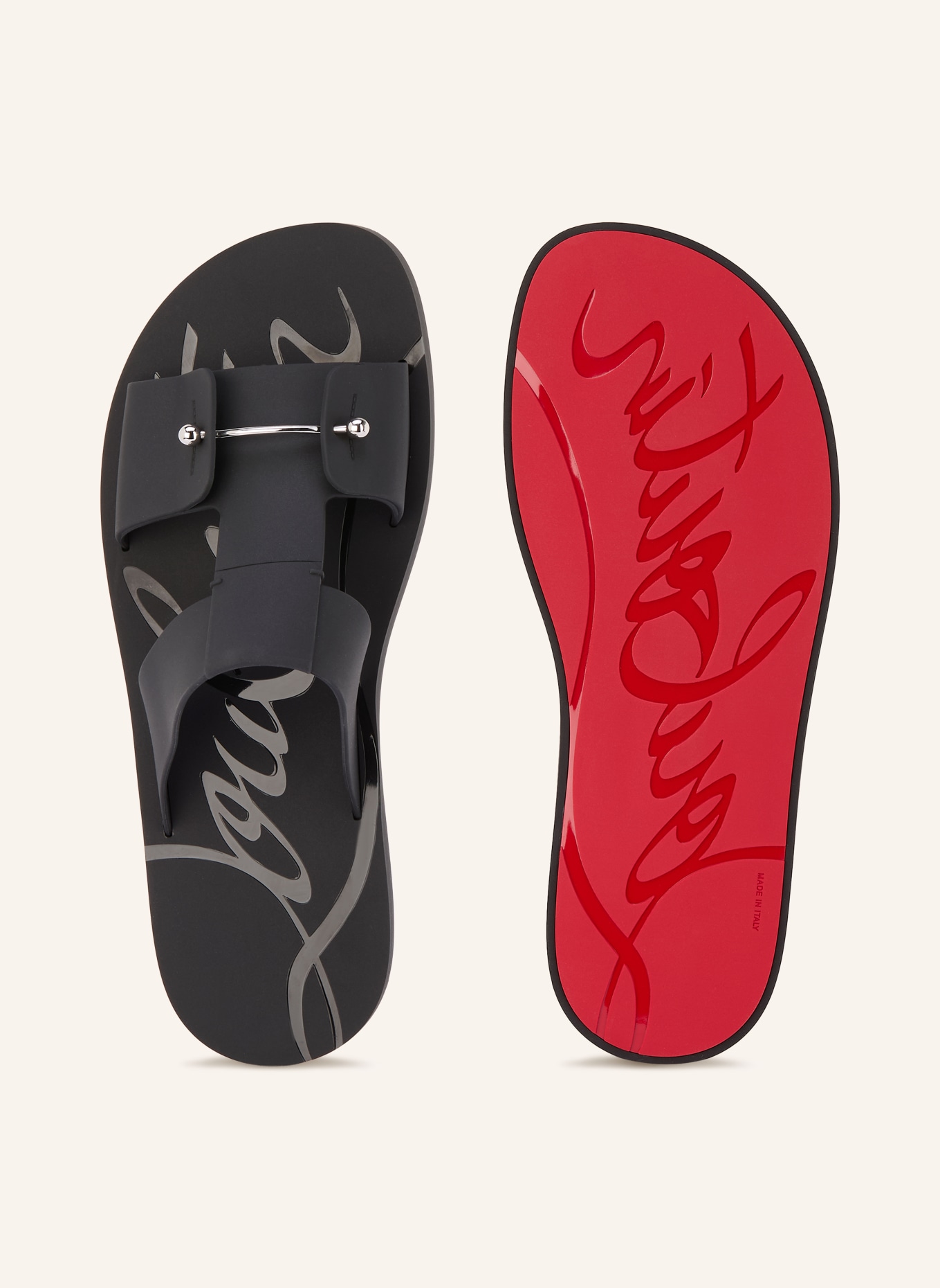 Christian Louboutin ZAKOUSKI Mules: BLACK / SILVER