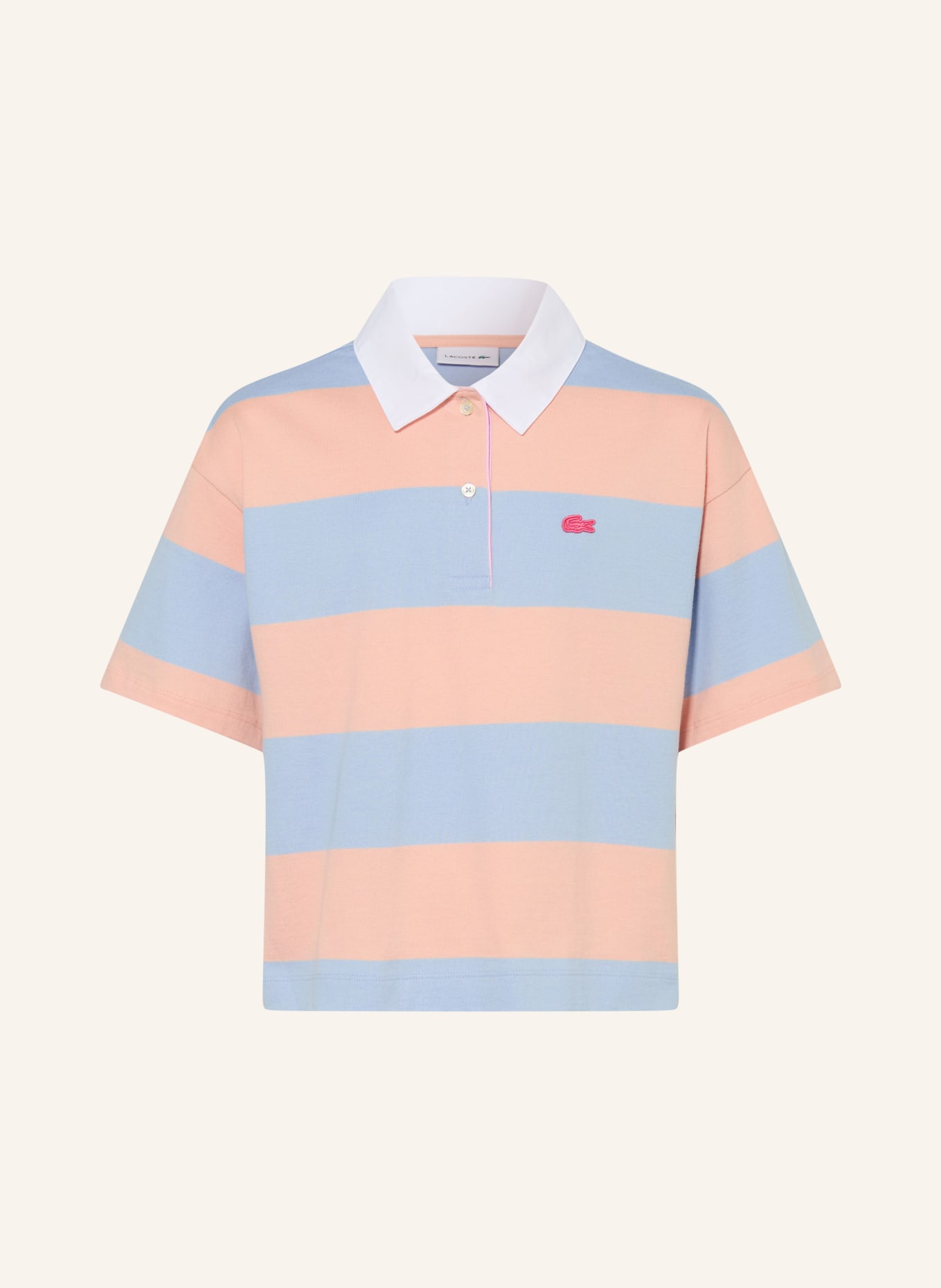 LACOSTE Jersey polo shirt: LIGHT BLUE / SALMON