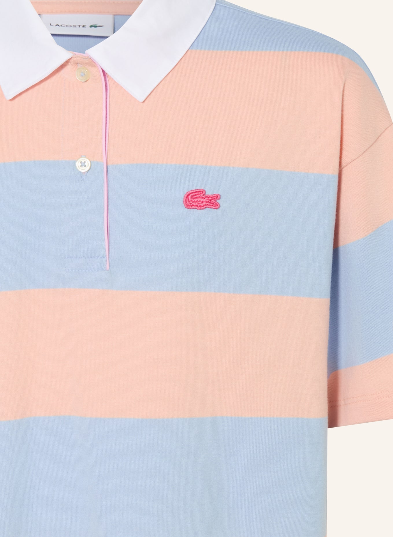 LACOSTE Jersey polo shirt: LIGHT BLUE / SALMON