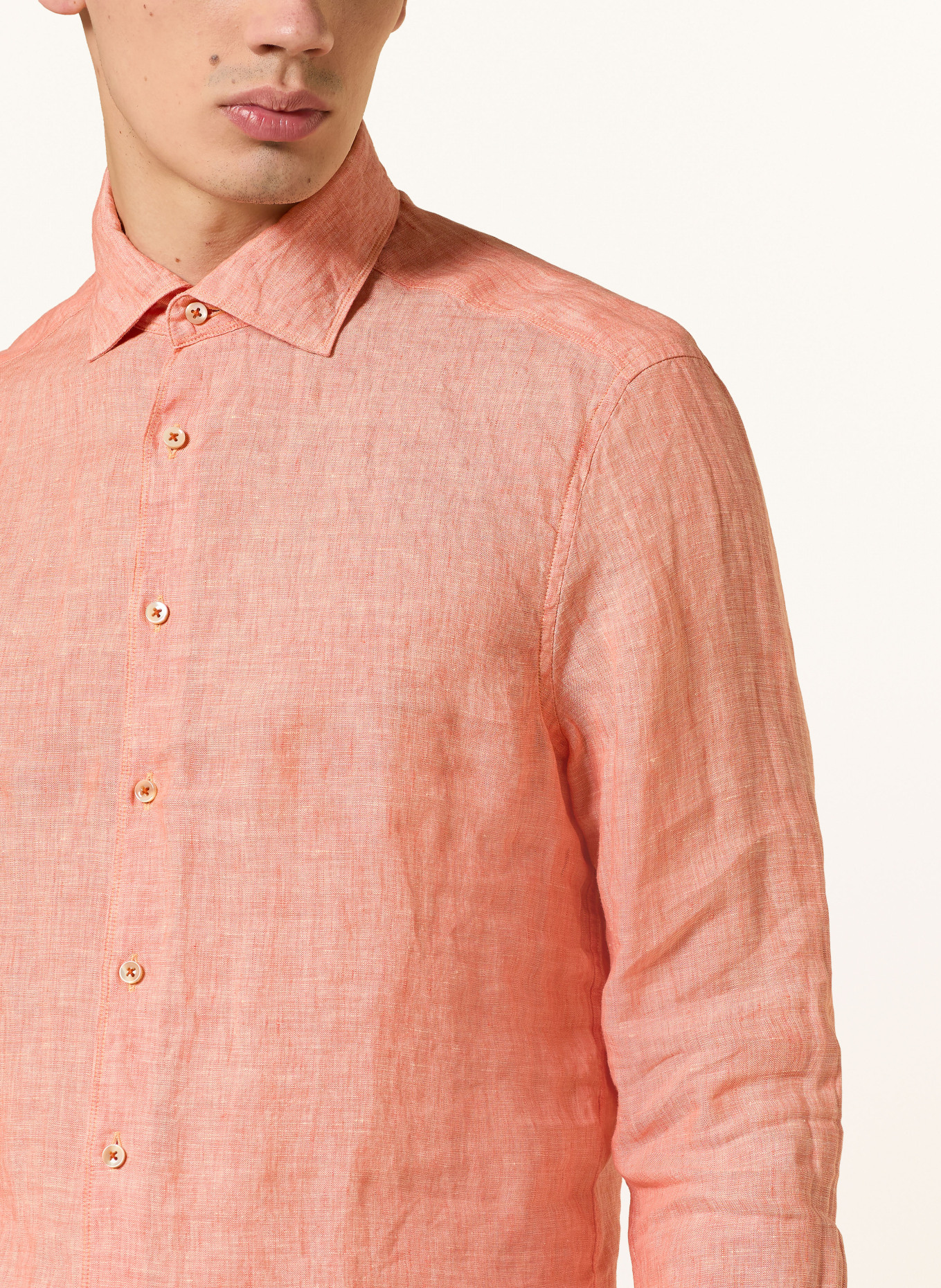 Stenströms Linen Shirt, Slim Fit: LIGHT ORANGE