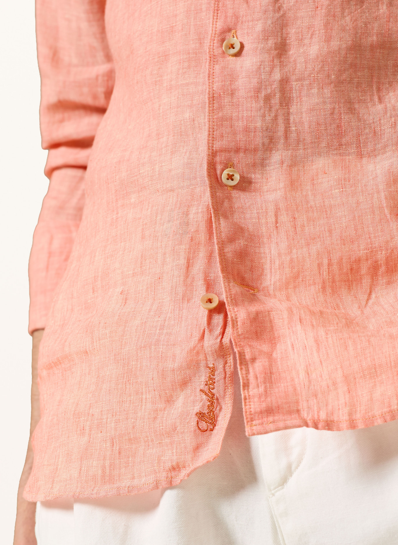 Stenströms Linen Shirt, Slim Fit: LIGHT ORANGE