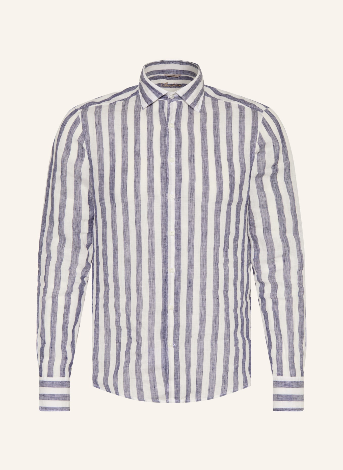 Stenströms Linen Shirt, Slim Fit: DARK BLUE / CREAM