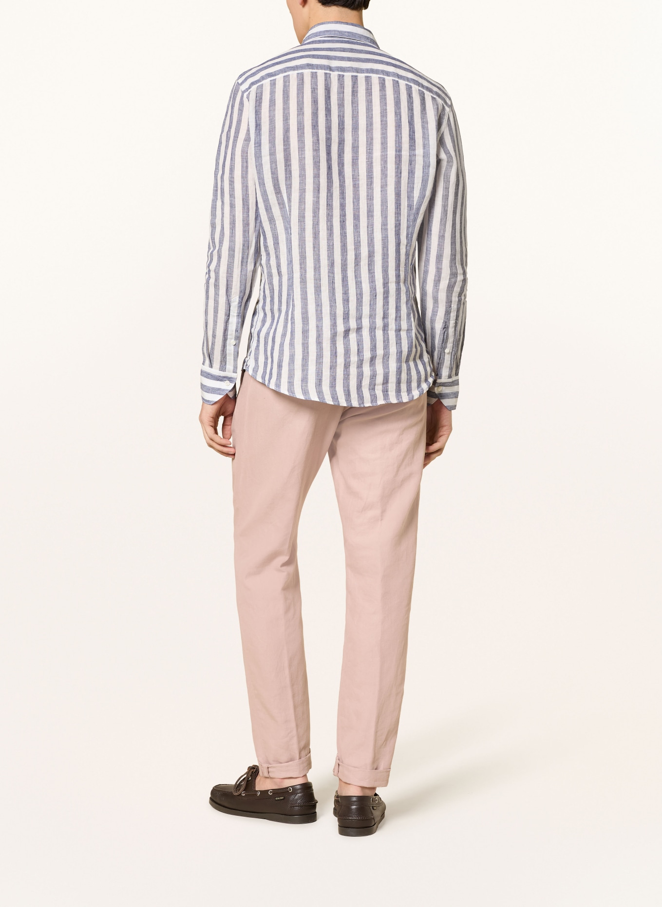 Stenströms Linen Shirt, Slim Fit: DARK BLUE / CREAM