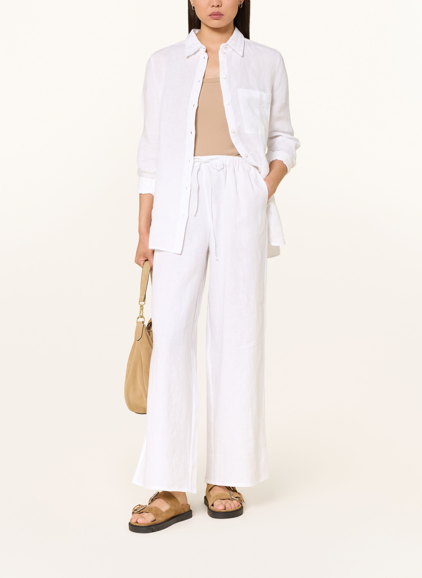 LANIUS Marlenehose aus Leinen: WEISS