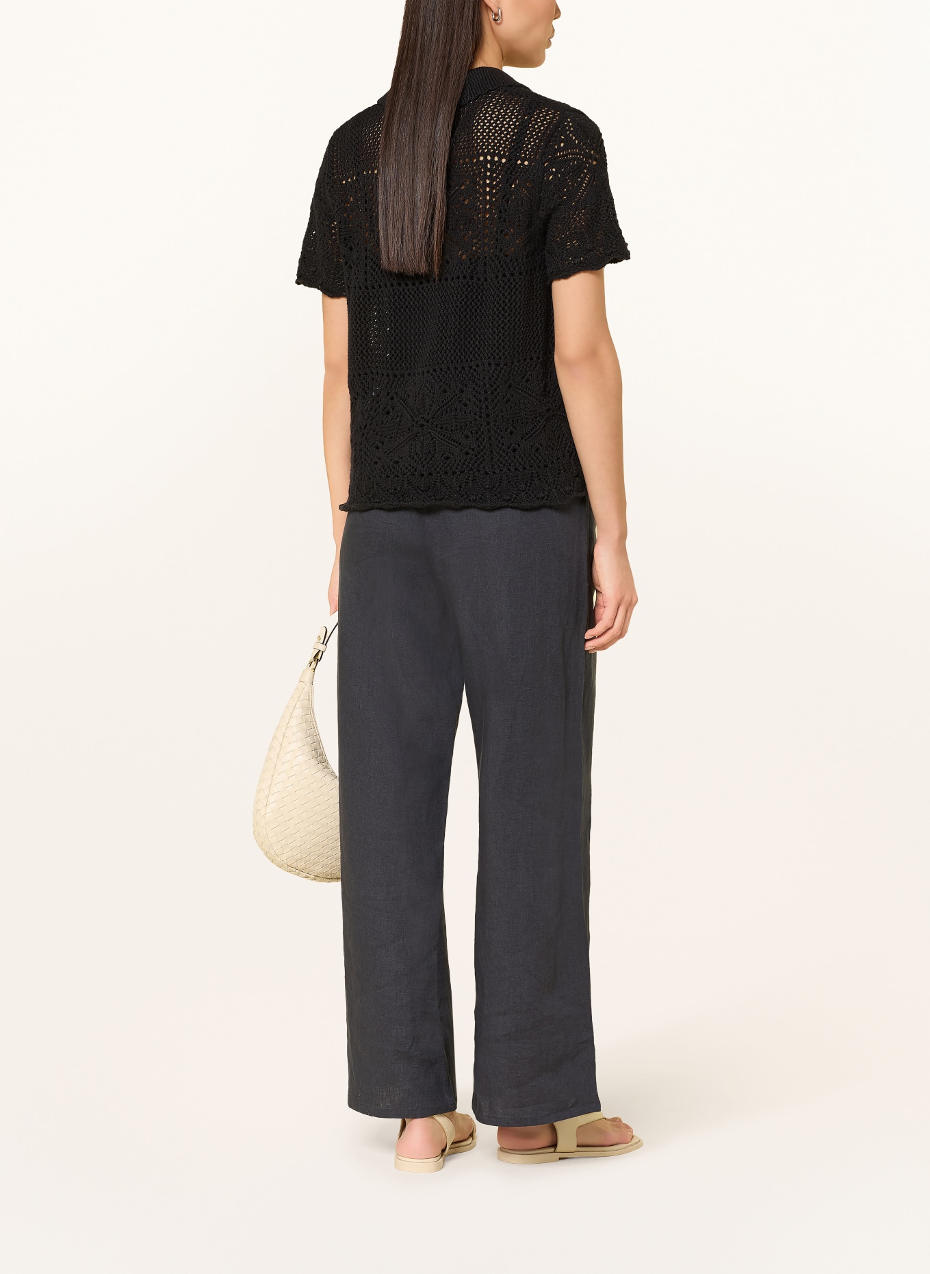 LANIUS Marlenehose aus Leinen: DUNKELBLAU