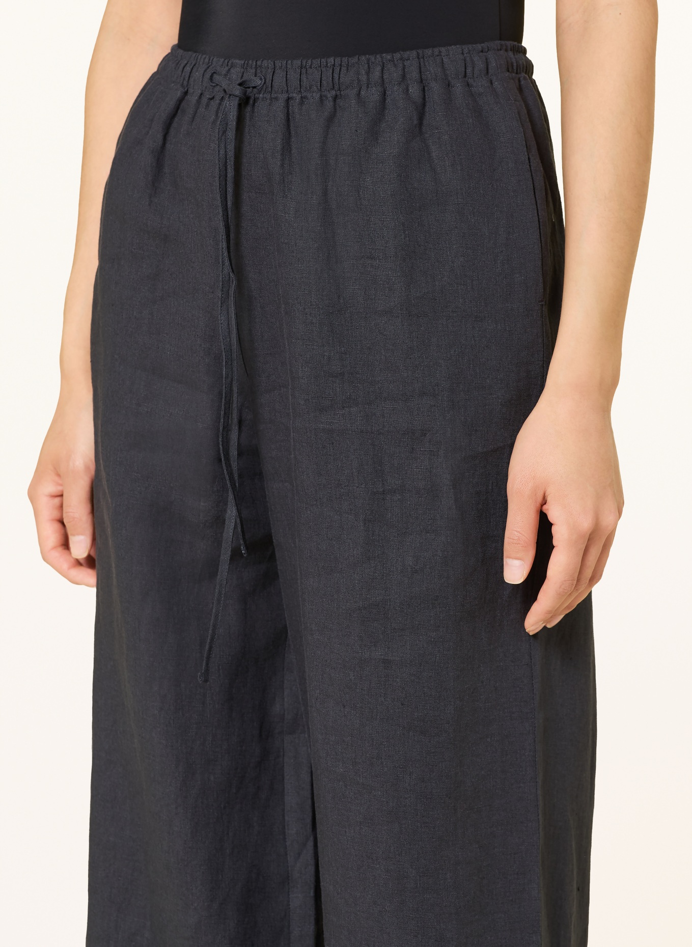 LANIUS Marlenehose aus Leinen: DUNKELBLAU