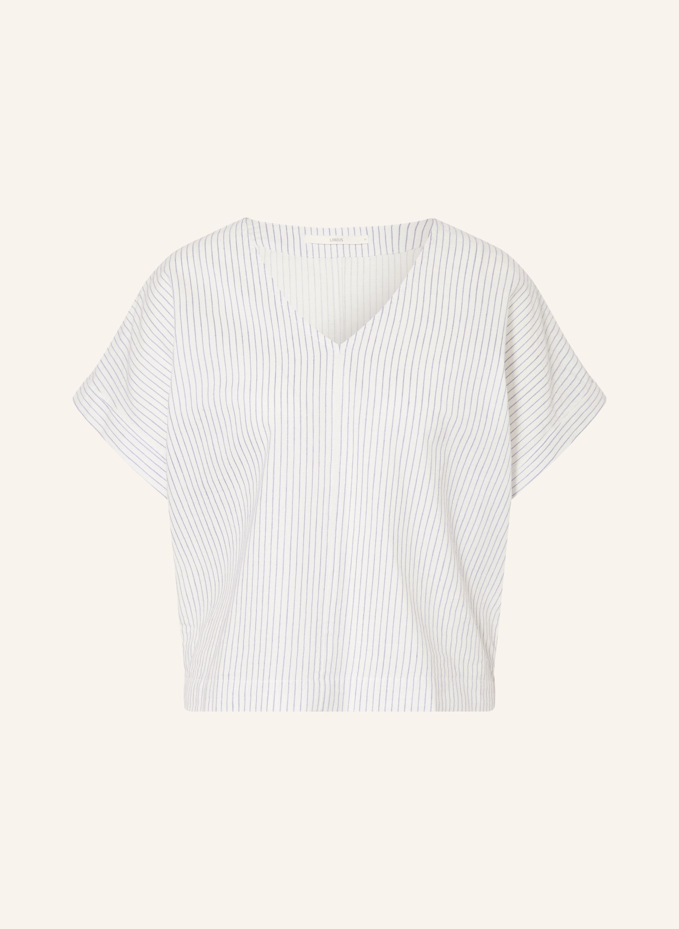 LANIUS Blusenshirt: WEISS / HELLBLAU