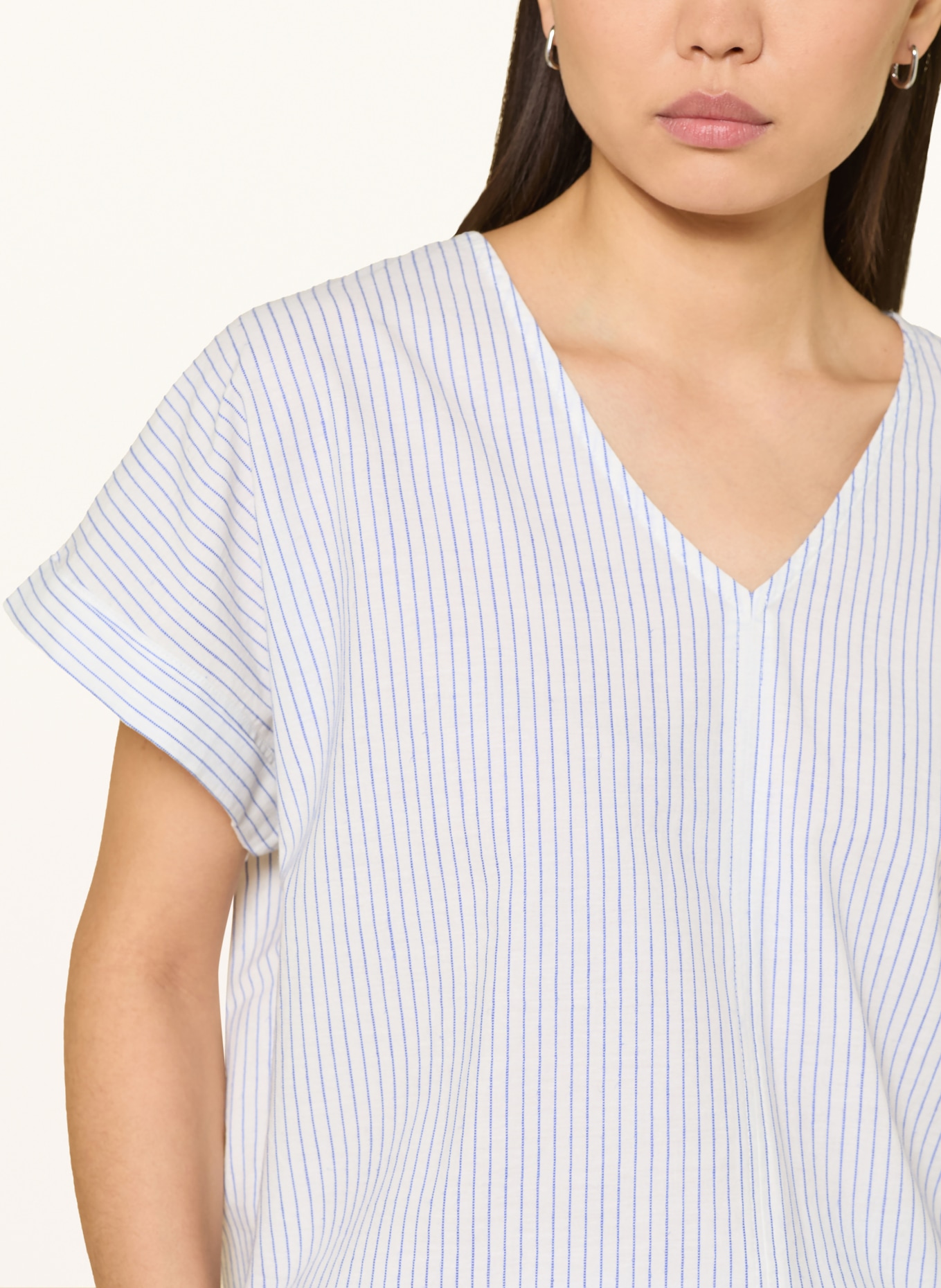 LANIUS Blusenshirt: WEISS / HELLBLAU