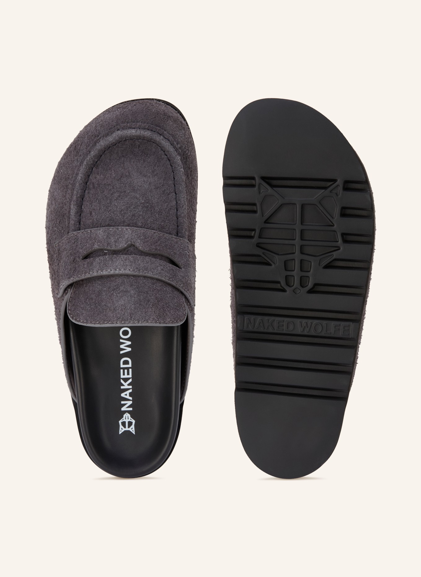 NAKED WOLFE CORD Mules: GRAY