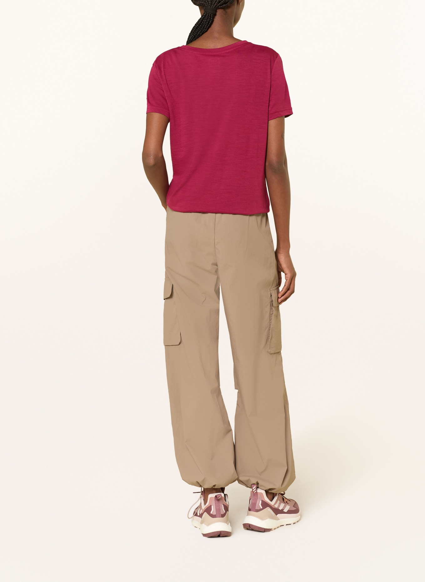 super.natural T-Shirt TREE OF KNOWLEDGE mit Merinowolle: DUNKELROT / BEIGE