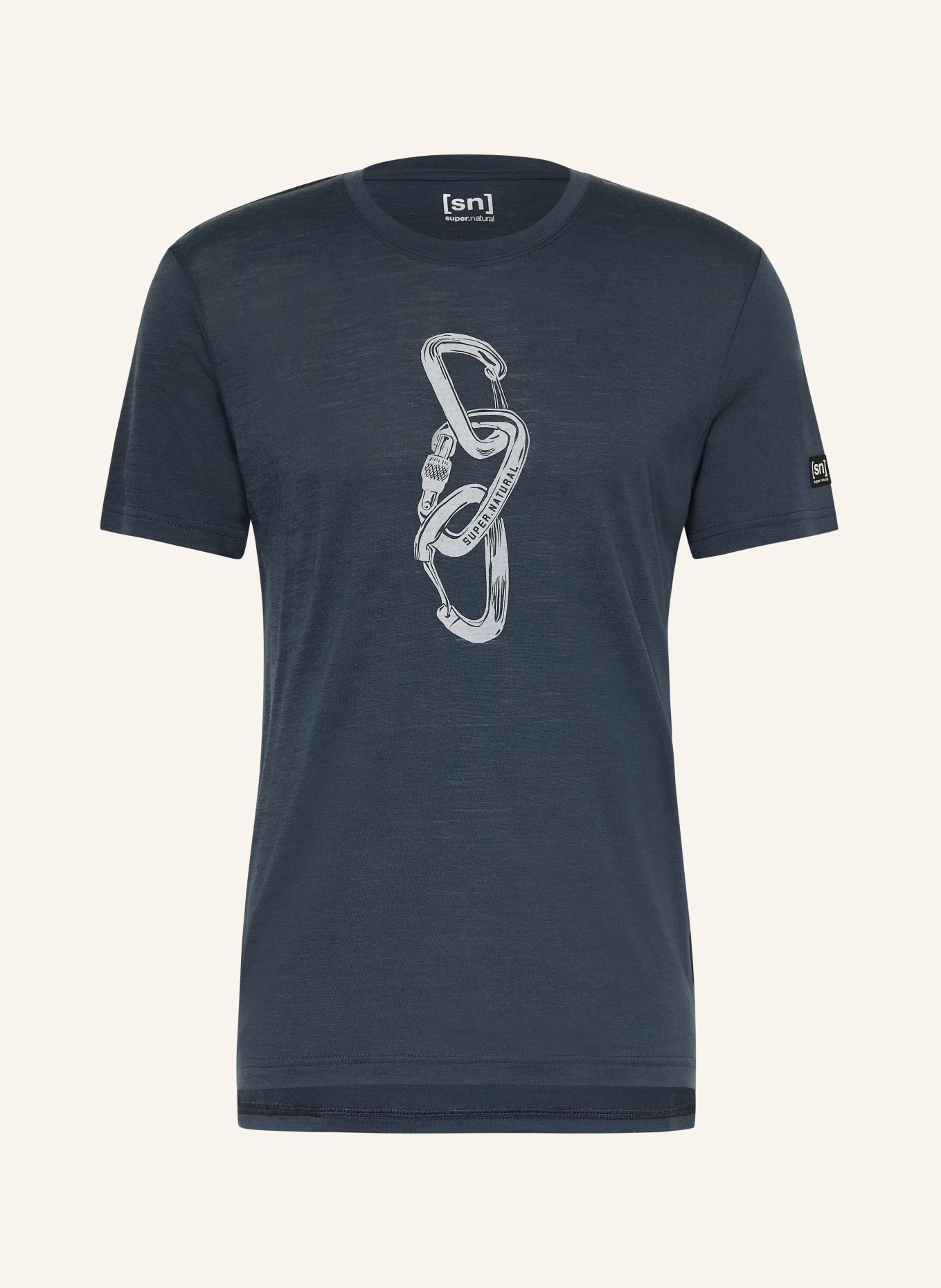 super.natural T-Shirt CARABINERI mit Merinowolle: BLAU / HELLGRAU