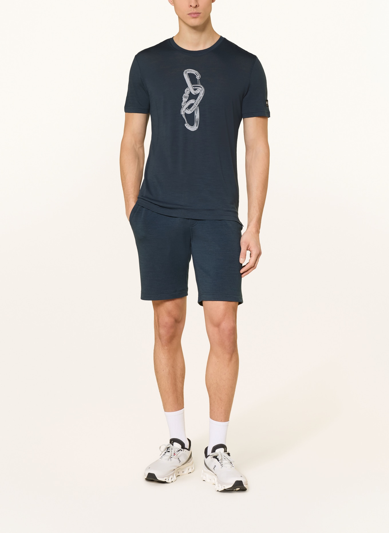 super.natural T-Shirt CARABINERI mit Merinowolle: BLAU / HELLGRAU