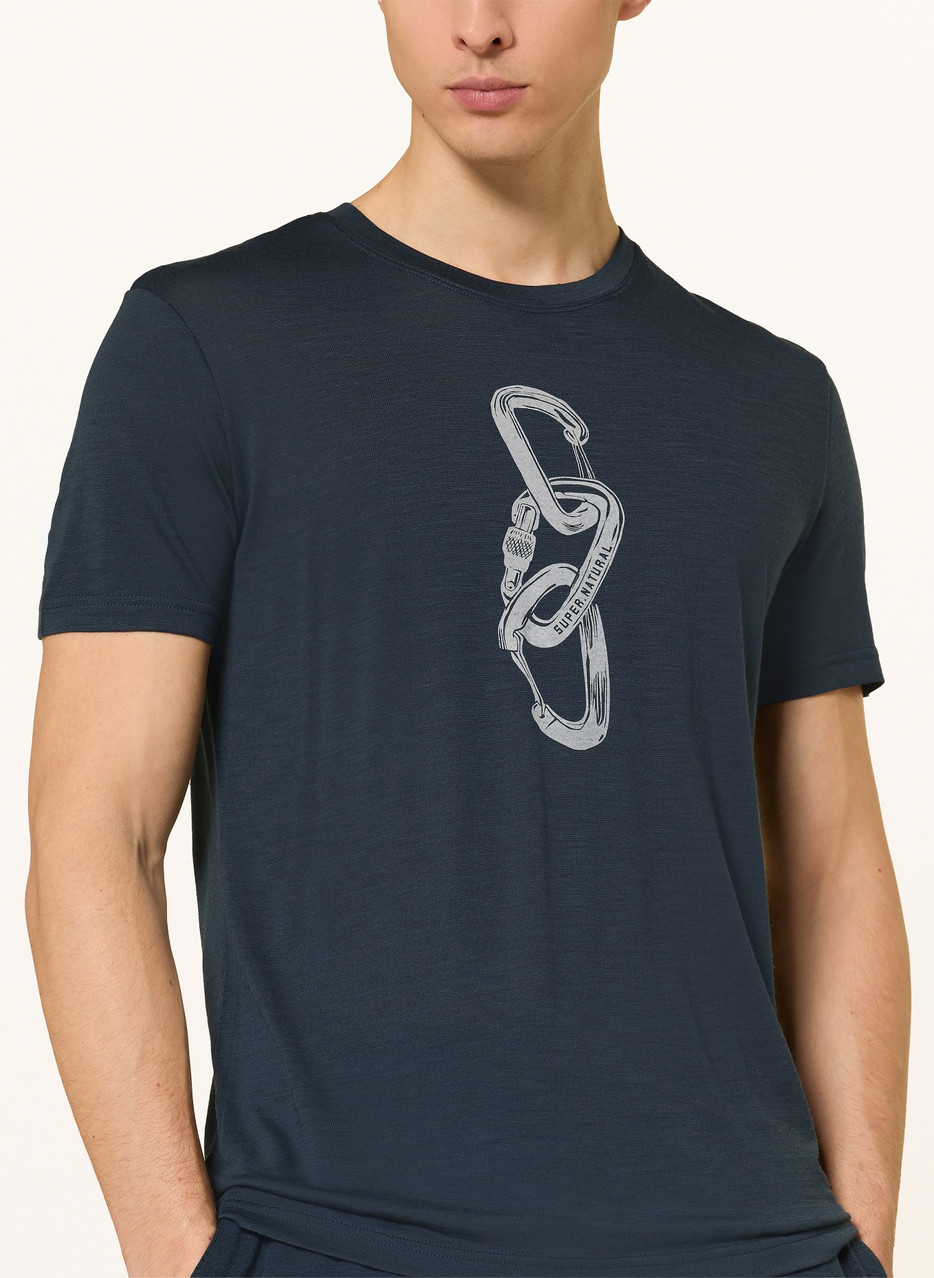 super.natural T-Shirt CARABINERI mit Merinowolle: BLAU / HELLGRAU