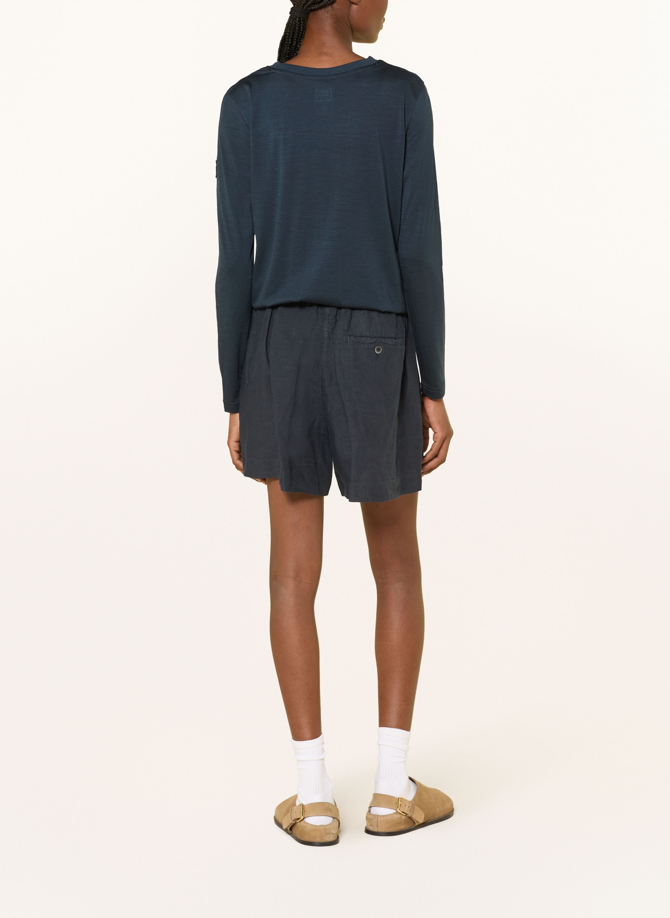 super.natural Longsleeve CASUAL RIB mit Merinowolle: DUNKELBLAU