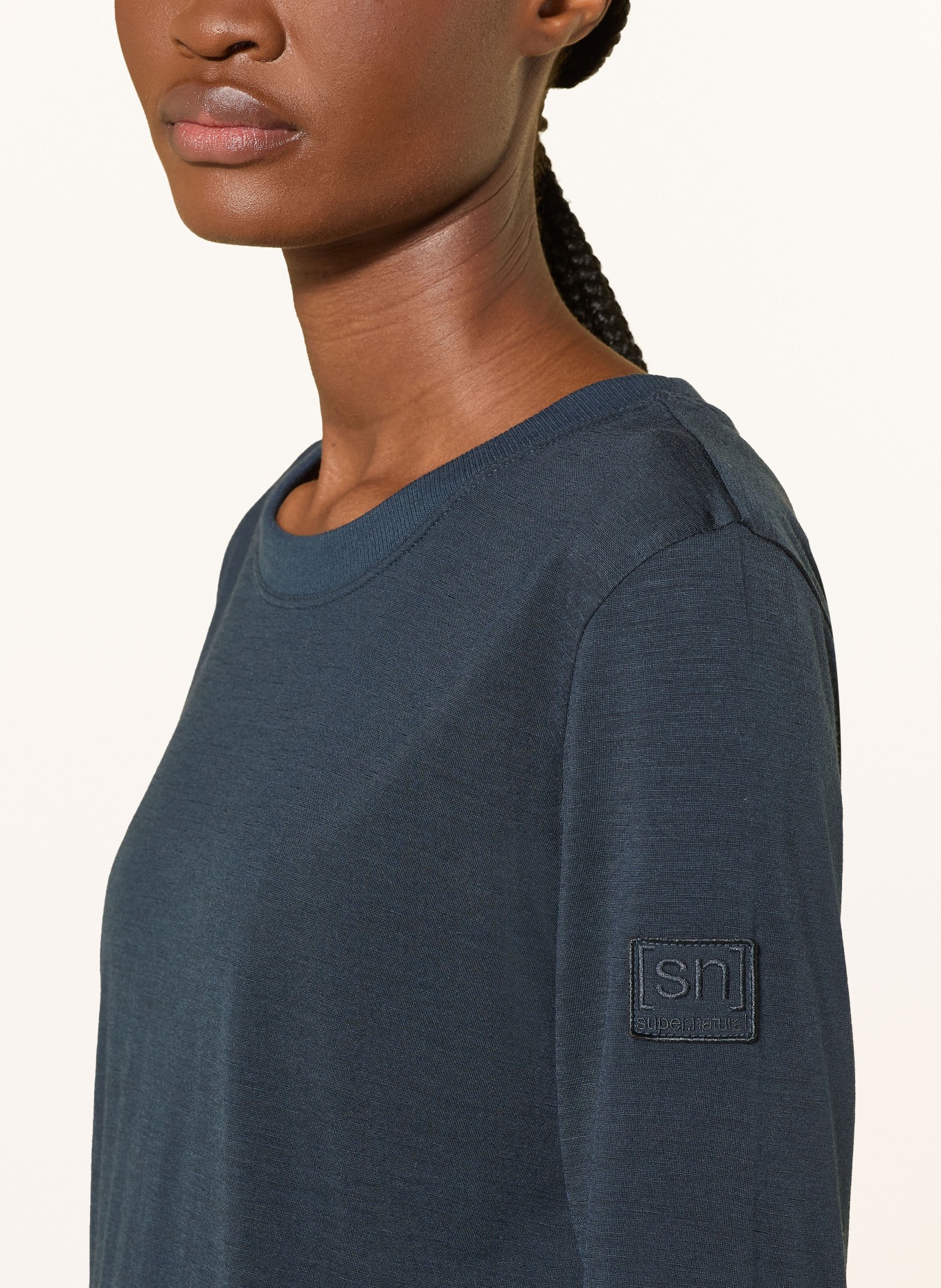 super.natural Longsleeve CASUAL RIB mit Merinowolle: DUNKELBLAU