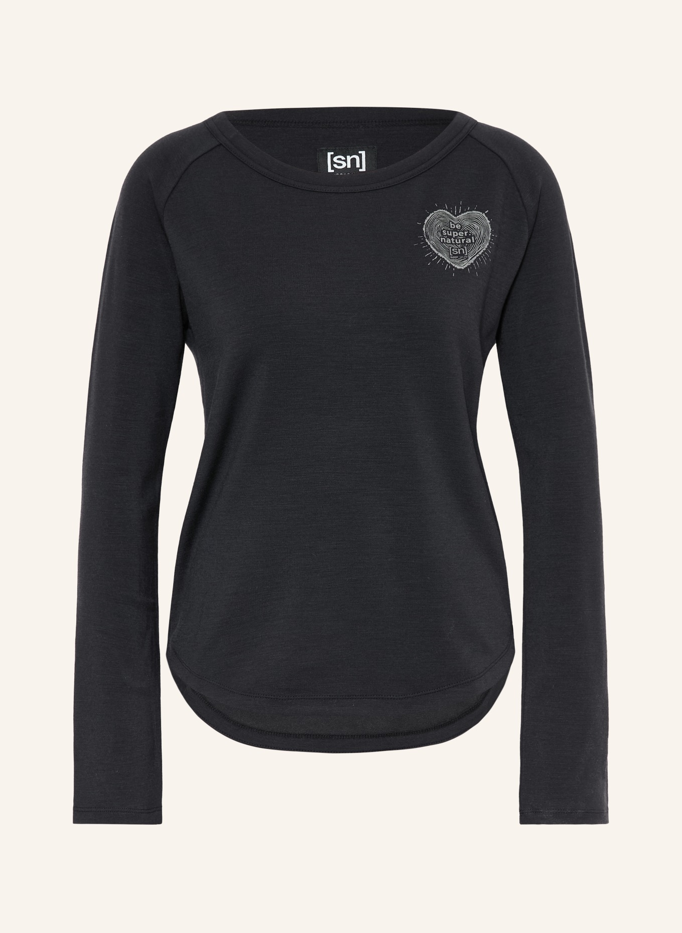 super.natural Funktionsshirt LITTLE HEARTWOOD mit Merinowolle: SCHWARZ