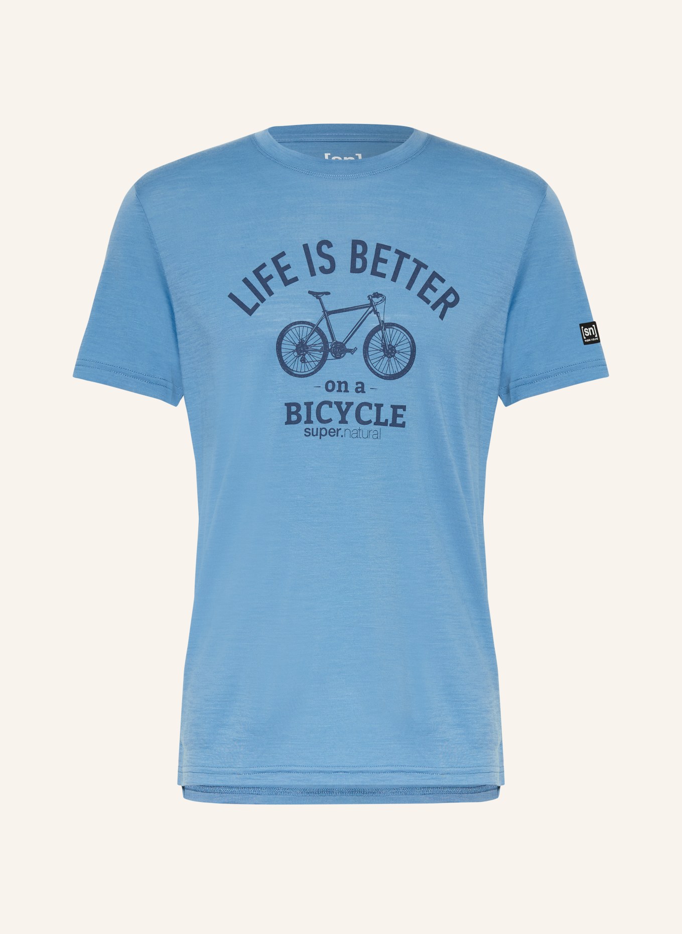 super.natural T-Shirt BETTER BIKE mit Merinowolle: BLAU