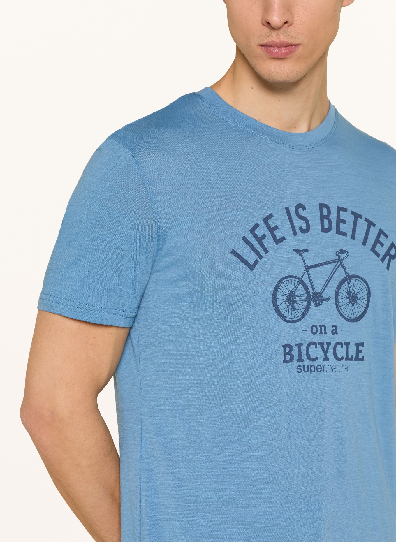 super.natural T-Shirt BETTER BIKE mit Merinowolle: BLAU