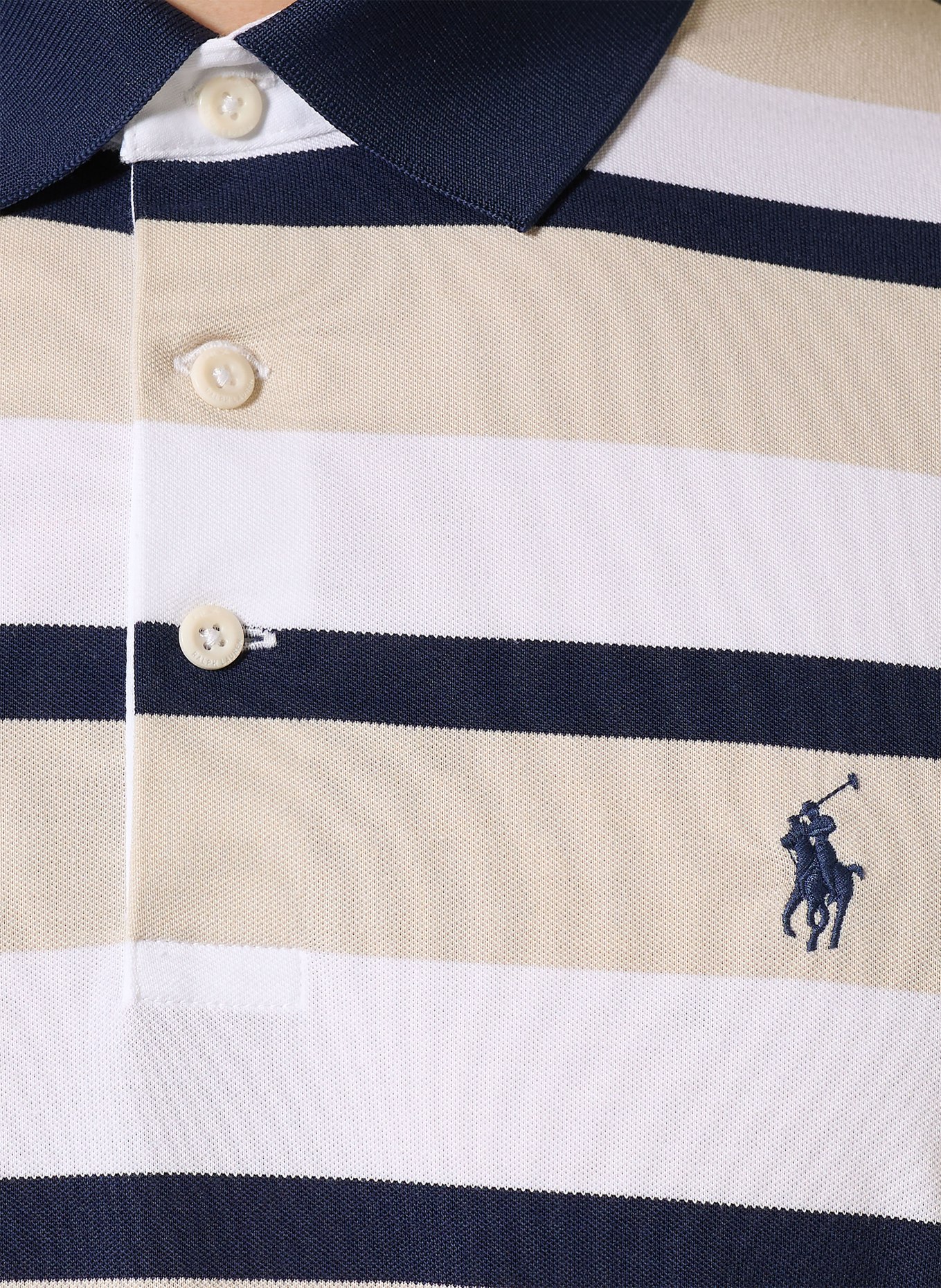 RLX RALPH LAUREN Polo tričko Piqué: BÍLÁ / BÉŽOVÁ / TMAVĚ MODRÁ