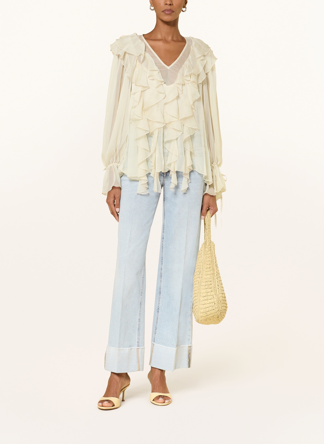 CAMBIO Wide Leg Jeans ANTONIA: 5317 cross superbleached fring