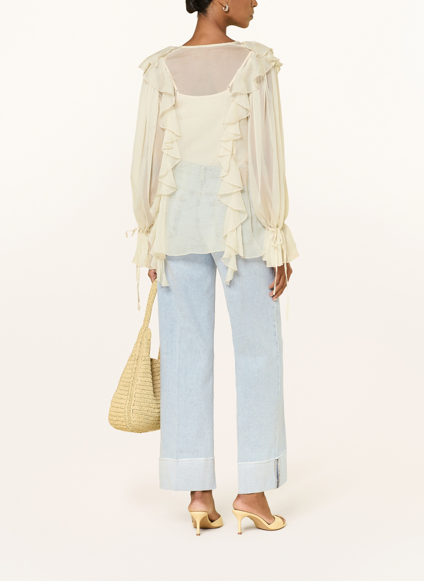 CAMBIO Wide Leg Jeans ANTONIA: 5317 cross superbleached fring