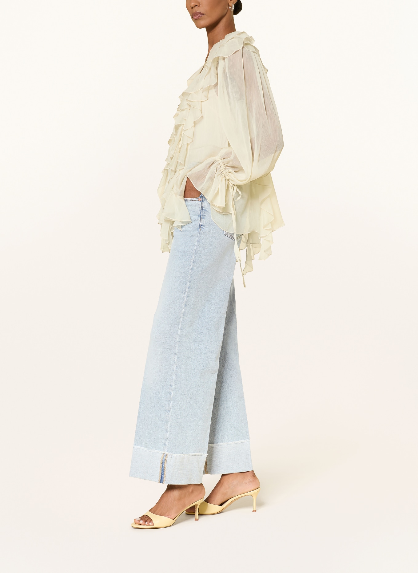 CAMBIO Wide Leg Jeans ANTONIA: 5317 cross superbleached fring