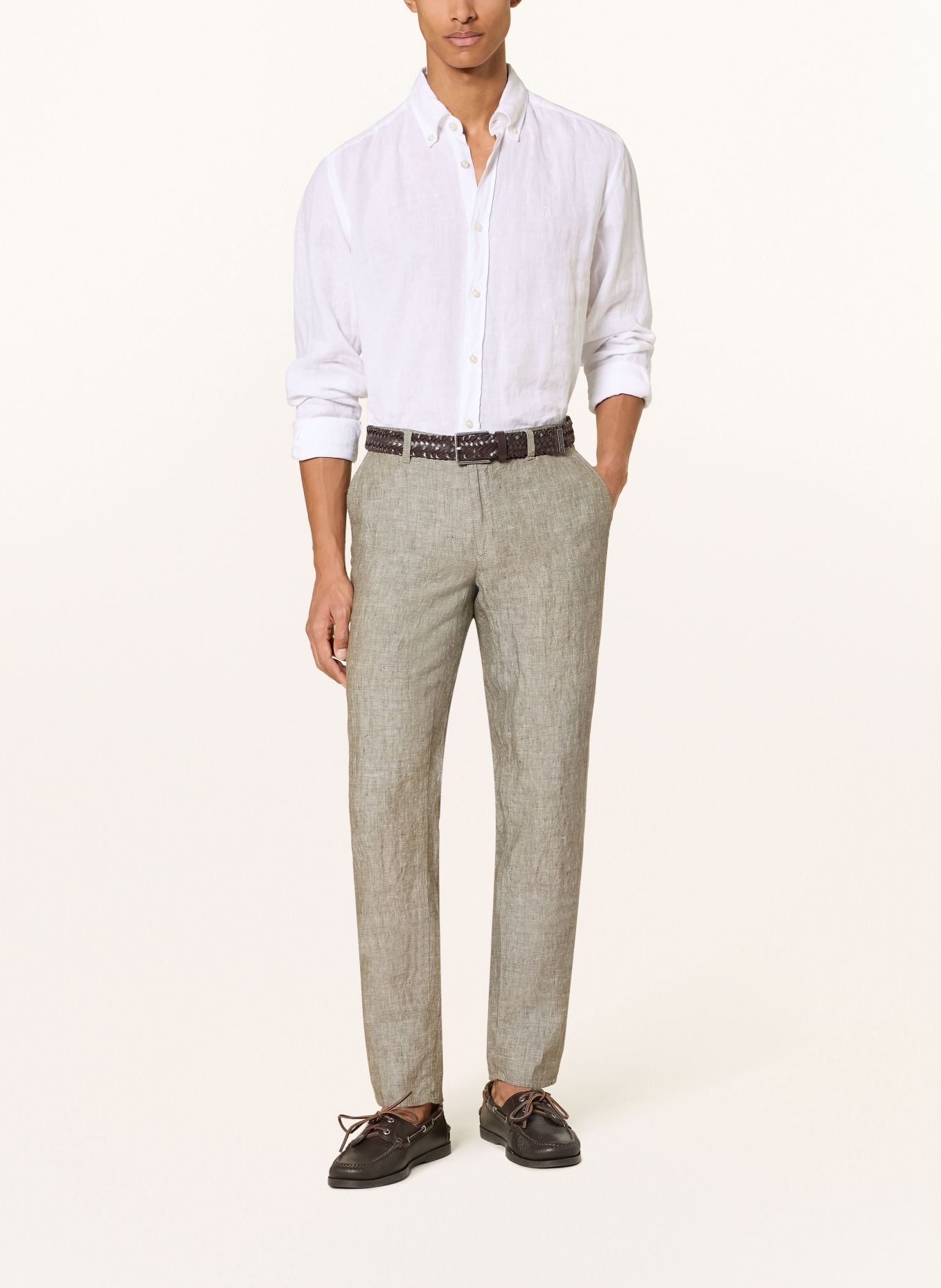 BRAX Chino FABIO Modern Fit aus Leinen: OLIV