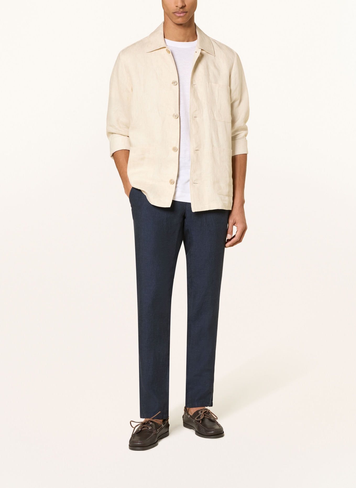 BRAX Chino FABIO Modern Fit aus Leinen: DUNKELBLAU